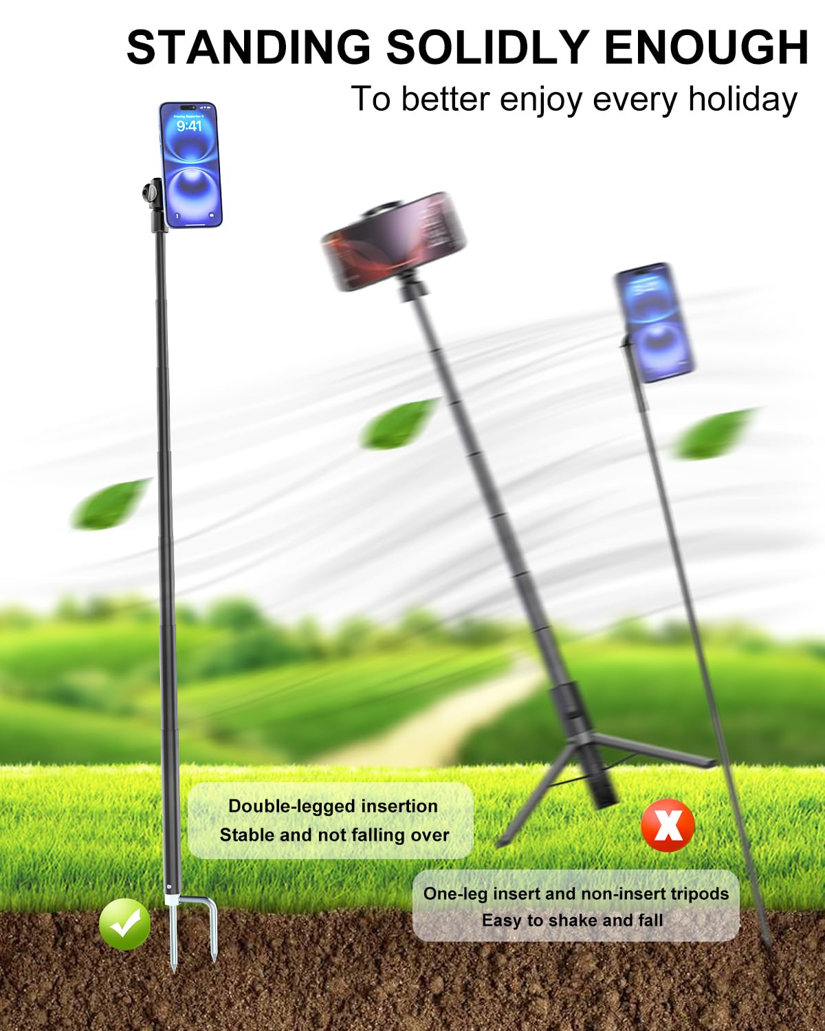 Kolasels Golf Monopod Selfie Stick With Magnetic Phone Holder Mount - 57" Metal Pole Golf Phone Holder For Record Swing, Putting, Golf Training Aid, Tripod For Iphone 16 15 Compatible With Magsafe