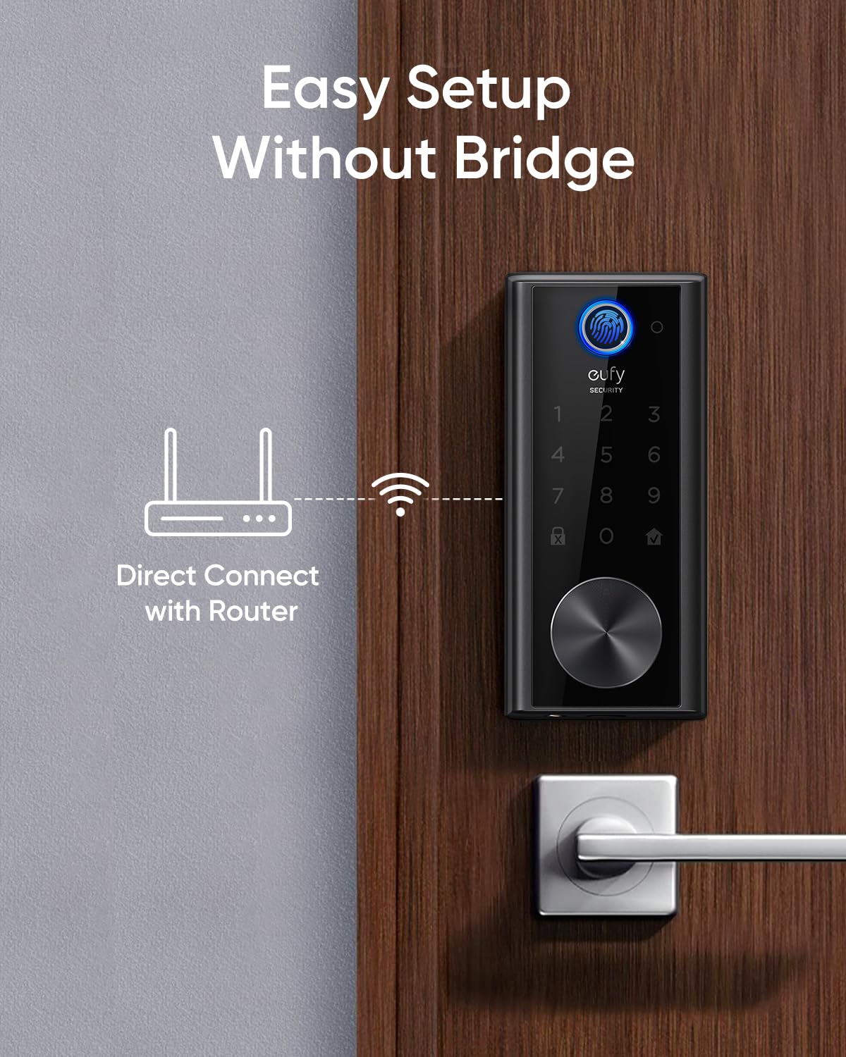 Eufy Security Smart Lock S230, Keyless Fingerprint Lock For Front Door, Easy Installation, Built-In Wi-Fi, Reliable App For Remote Access, One-Year Battery Life, Bhma , Ip65 Weatherproof