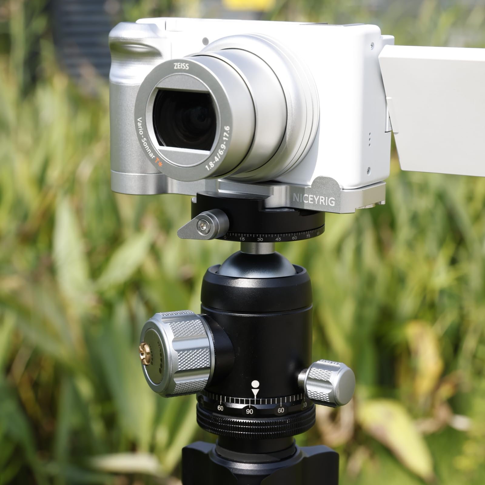 Niceyrig Zv-1 Ii/Zv-1F L-Shape Grip For Sony Vlog Vlogging Camera, Extension Bracket With Quick Release Plate For Arca Style (Silver Version) - 595