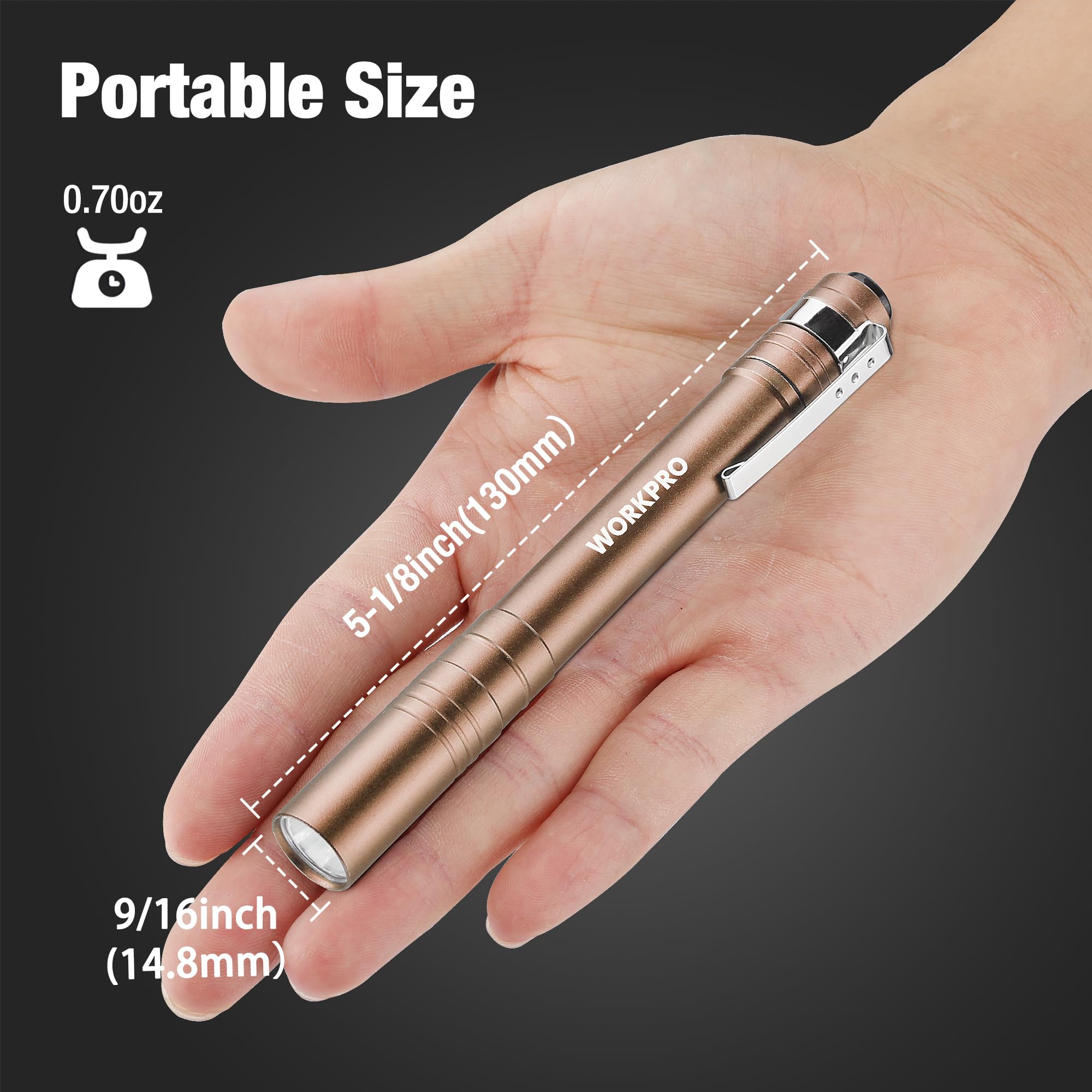Workpro 4 Pack Pink Pen Light Set & 4 Pack Brown Pen Light Set