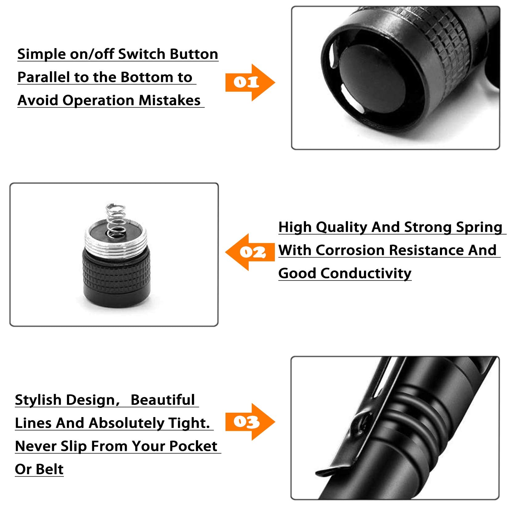 Czs Led Flashlight Penlight 1000 Lumens Battery-Powered Handheld Pen Light Pocket Torch Powered By 2Aaa Battery,5 Pcs (Battery Not Included)