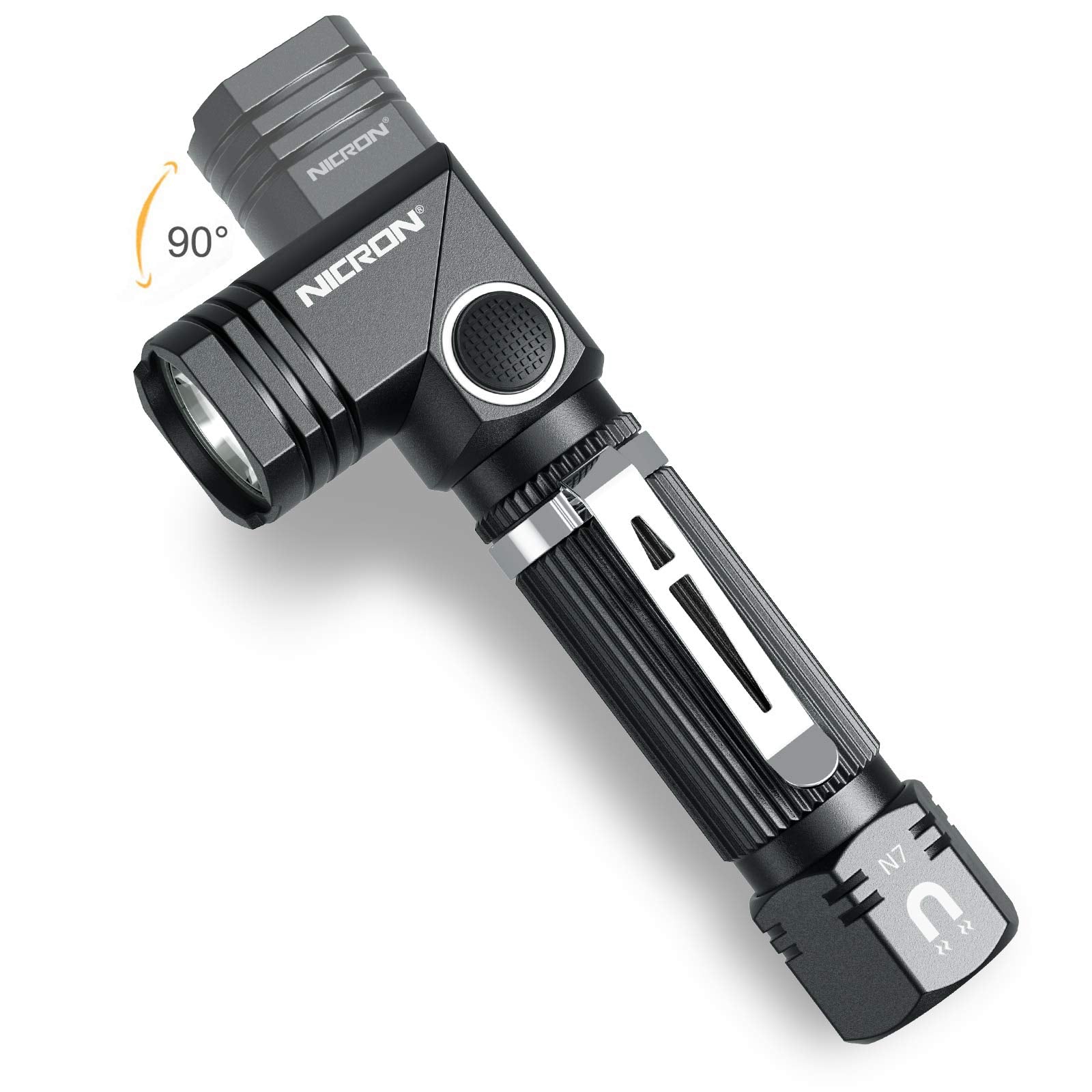 Nicron Flashlight, N7 600 Lumens Tactical Flashlight, 90 Degree Ip65 Waterproof Led Mini Flashlight 4 Modes- Best High Lumens Are For Camping, Outdoor, Hiking （Not Including Batteries）