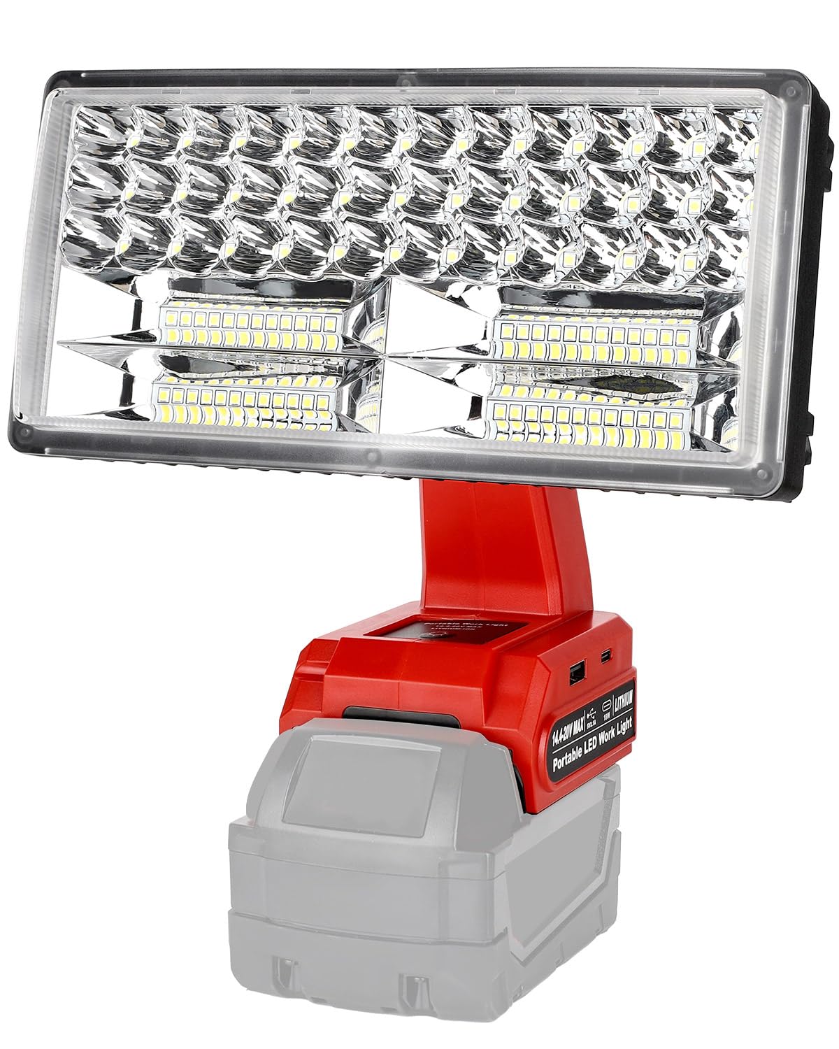 Philophca 18V Light For Li-Ion Battery, 40W 4200Lm For Light With Usb Port, 110° Pivoting Head, For Flashlight 18V Max Led Work Light Floodlight Spotlight