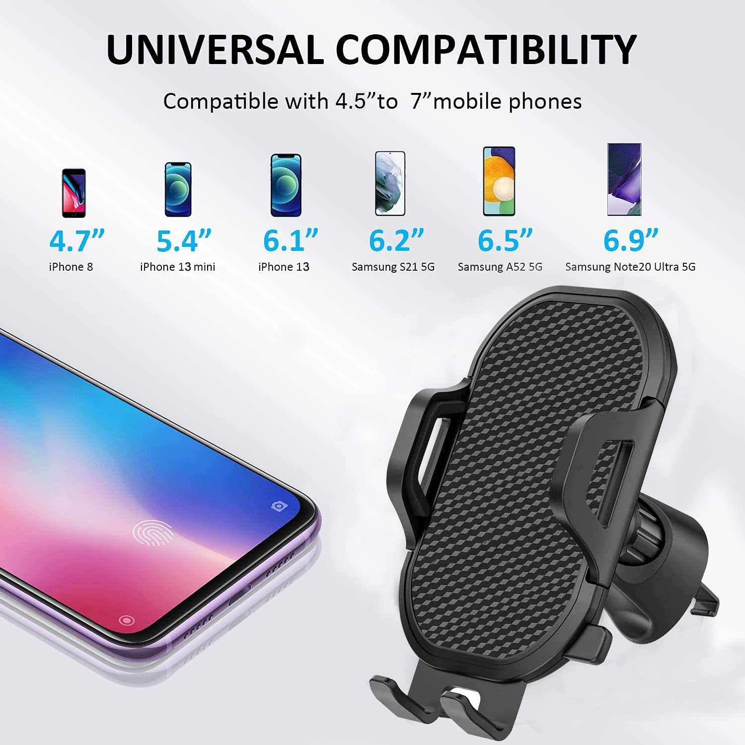Xiqutoa Car Phone Holder Mount Dashboard/Air Vent/Windshield For Moto Motorola G Power   /G Pure/G 5G/Edge /One 5G Ace/G7 Z4 Z3/E 2020 E6,Lg Velvet Wing,K92 K51 Q70,Stylo 6 5,V60 G8 G8X V40 Thinq