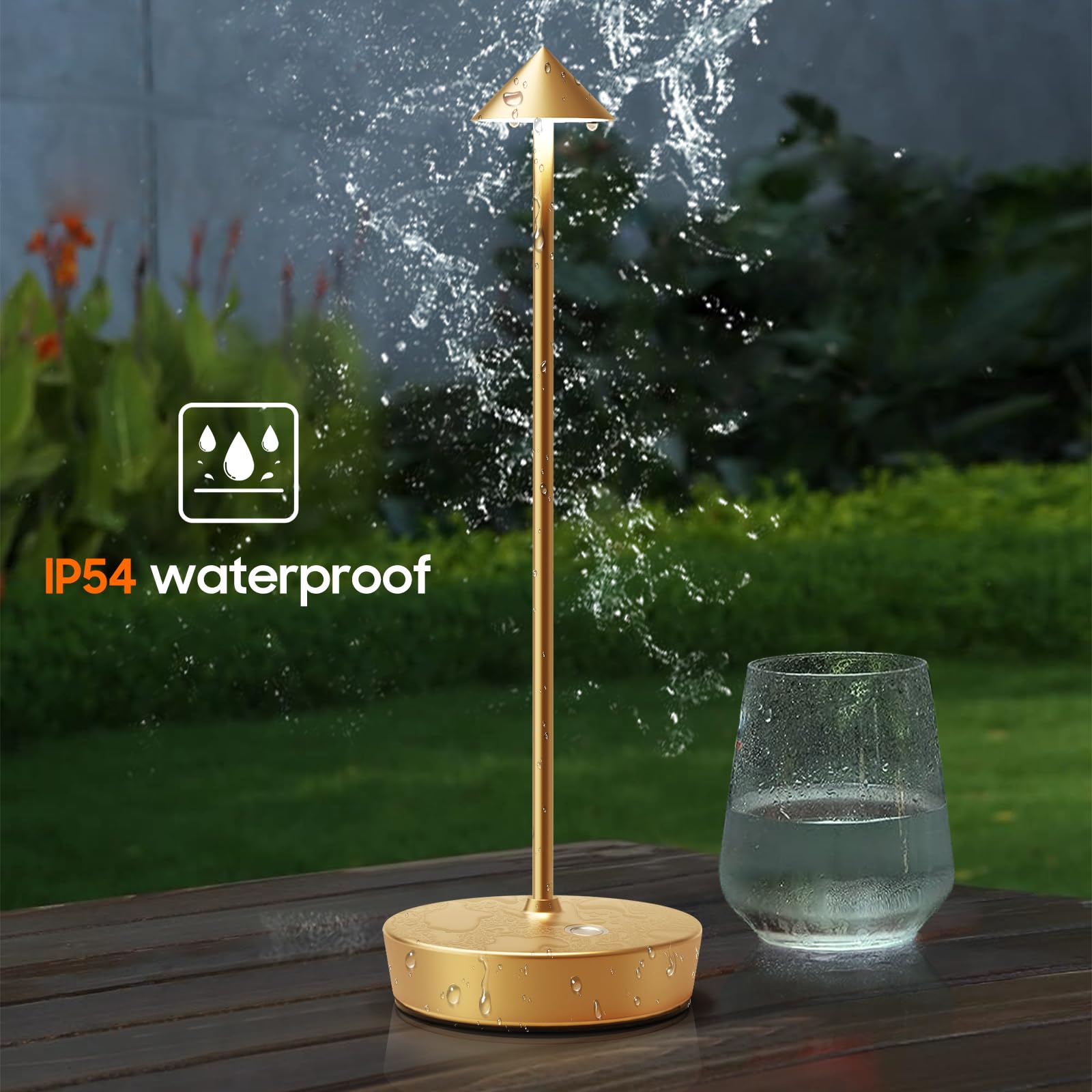 Tpczqj Set Of 2 Rechargeable Cordless Table Lamp,6000Mah Led Battery Operated Desk Lamp Touch 3 Color Dimming Portable Outdoor Waterproof Table Light For Patio/Restaurant/Dining/Home(Gold)