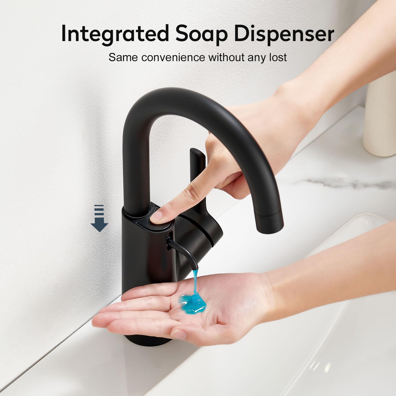 Aktines Bar Sink Faucet With Built-In Soap Dispenser, Single Hole Faucet For Kitchen Prep, Wet Bar, Bathroom, Laundry And Rv Sinks, Matte Black