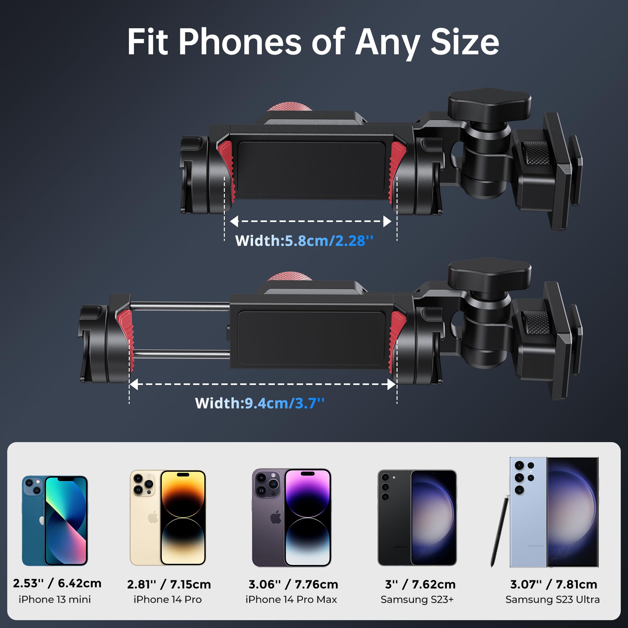 Atumtek Metal Phone Tripod Mount, Universal Aluminum Smartphone Mount Adapter With 3 Cold Shoe, 3 1/4" Screw Mount, Arca Port And 1 Convertible Cold Shoe Adapter, 360° Rotation & 145° Tilt Angle
