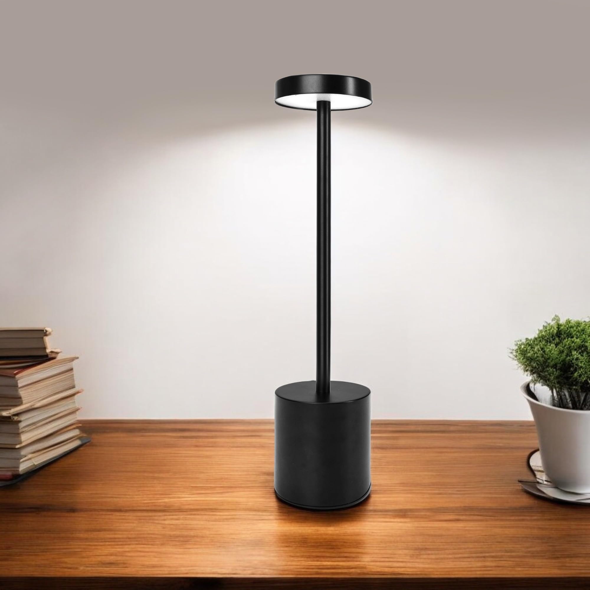 Bulevina Cordless Led Table Lamp 17.5'', Sleek Touch Control, Rechargeable Small Wireless Light, 3-In-1 Modern Desk Lamp For Dining Outdoor Bedroom Bar Cafe Patio Camping, 3 Color Stepless Dimming Temperature