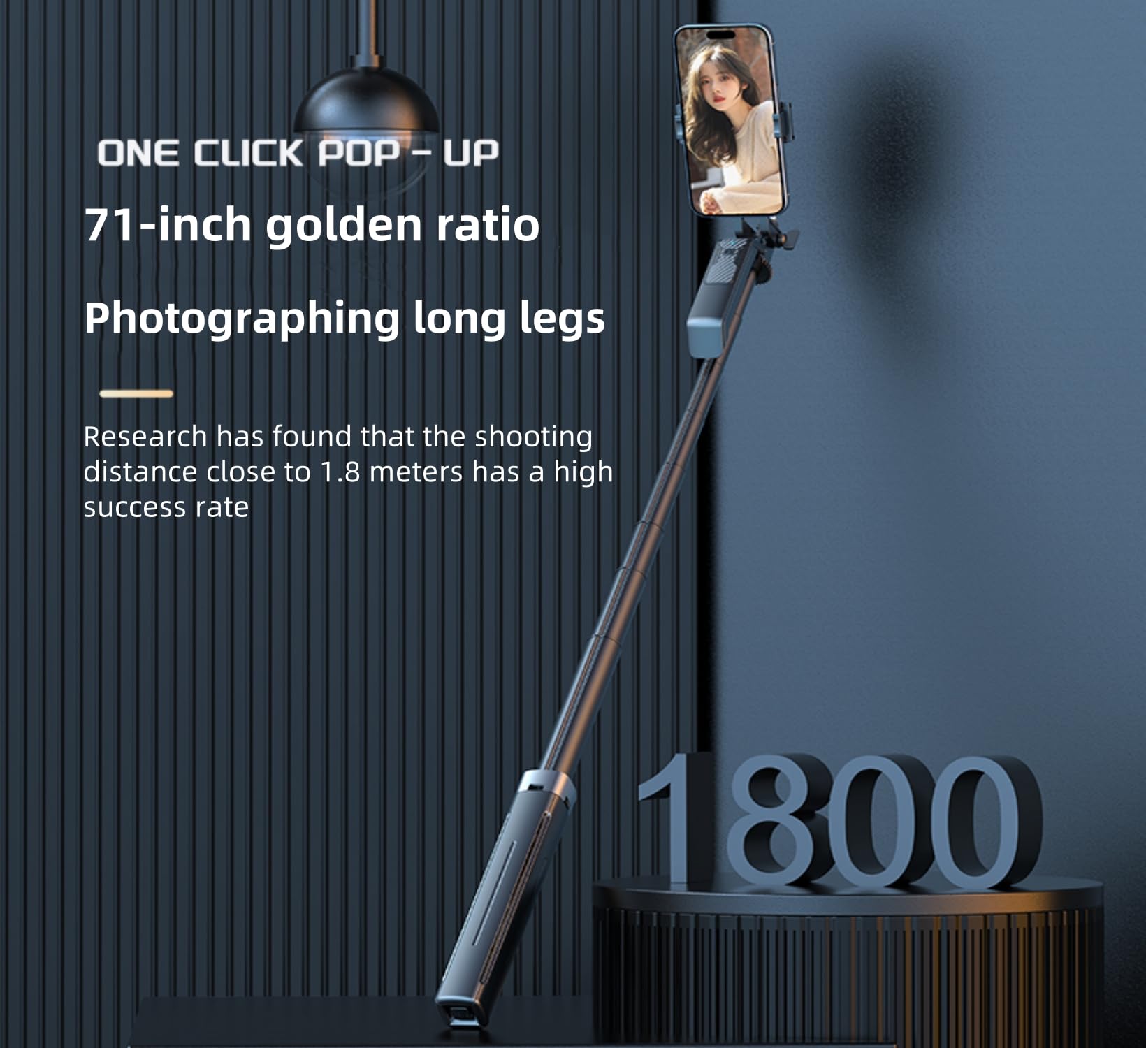 Xlrpat 70-Inch 4-Legged Selfie Stick For Phones And Cameras, Portable Travel Stand Holder, Rechargeable Remote Control, 360° Rotation, Compatible With Iphone And Android Systems And Cameras. Black