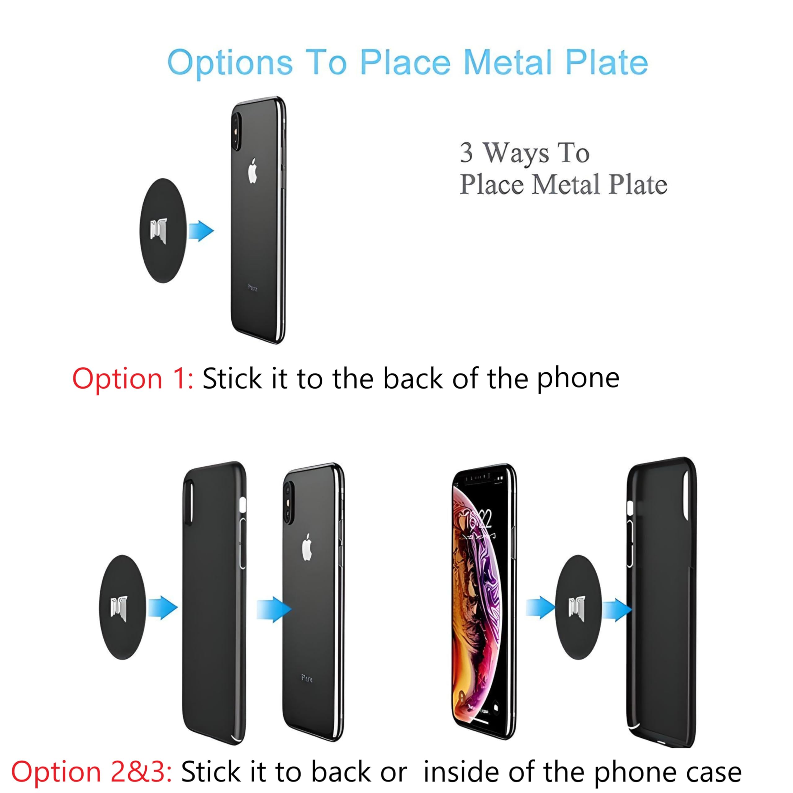 Magder 4 Pack Ultra Slim Metal Plates For Phone Case, Compatible With Any Phone Magnet For Car