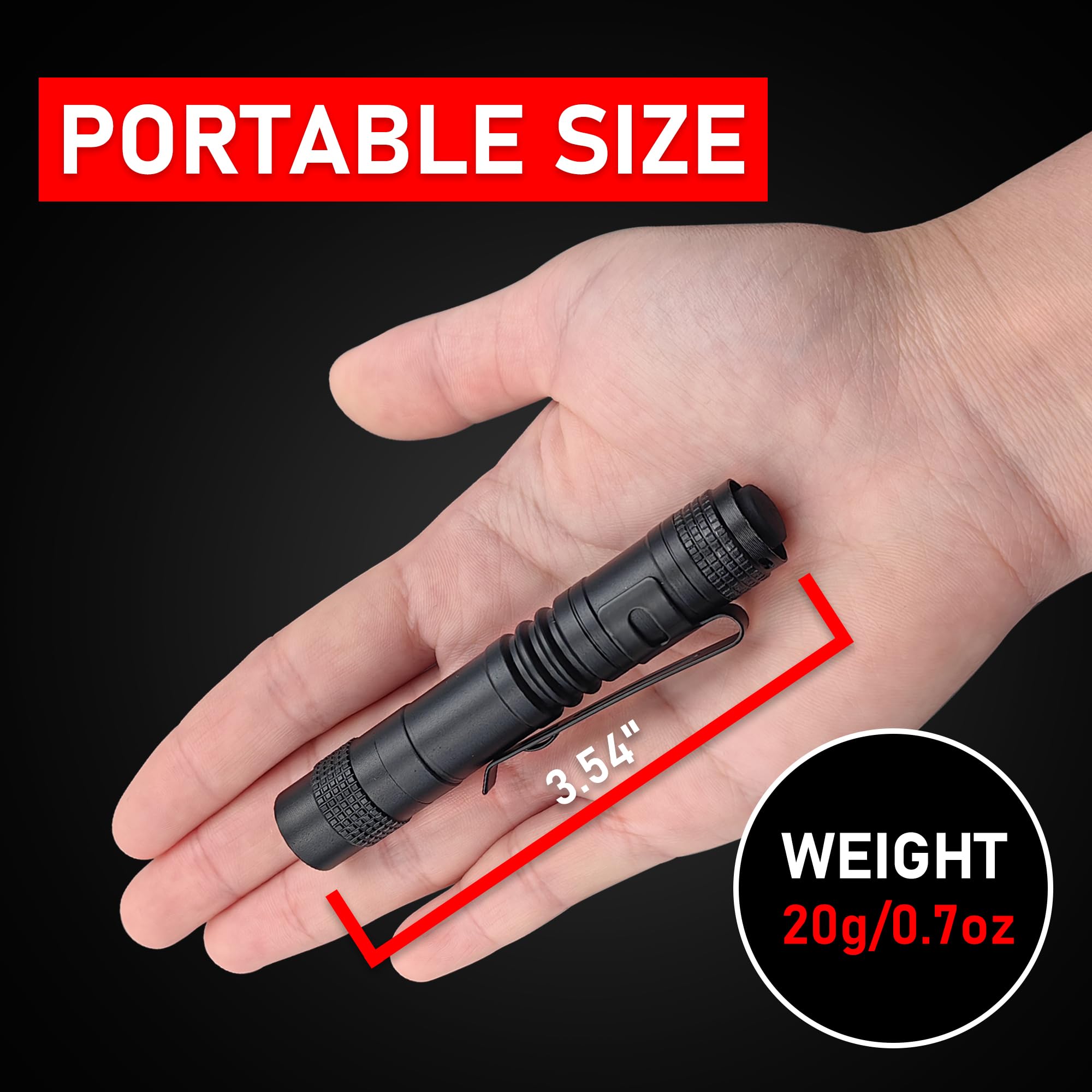 Naiveisland Mini Led Pen Light Flashlight, High Lumens Pocket Torch With Clip, Portable For Camping, Emergency, Inspection,  For Dad And Husband,4-Pack