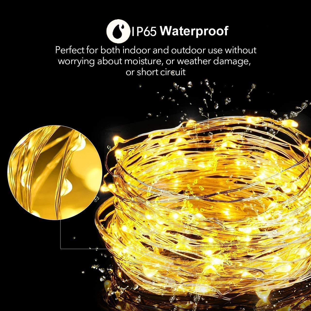 Oreunik Solar Fairy Lights Outdoor Waterproof,2Pack Each 120Led Solar String Lights 12M/40Ft 8 Modes Outdoor Copper Wire Lights For Patio Decoration Fairy Lights For Garden,Tree,Party,Wedding (Warm White)