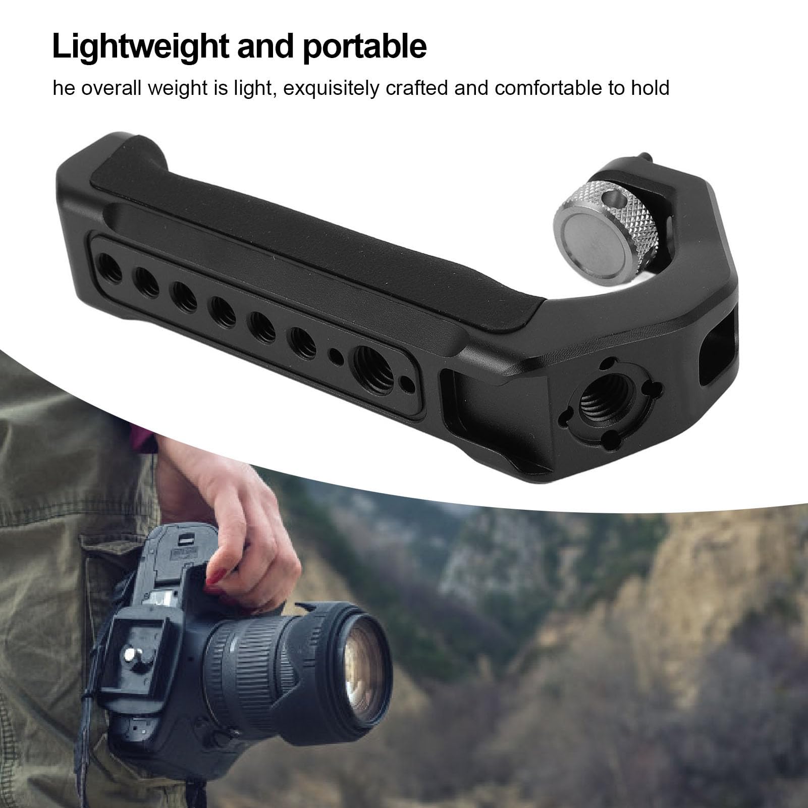 Fydun Camera Cage Top Handle Aluminum Alloy Silicone Video Stabilizing Rig Handle Grip With 1/4 3/8 Inch Screw Holes Cold Shoe Mount For Dslr Camera