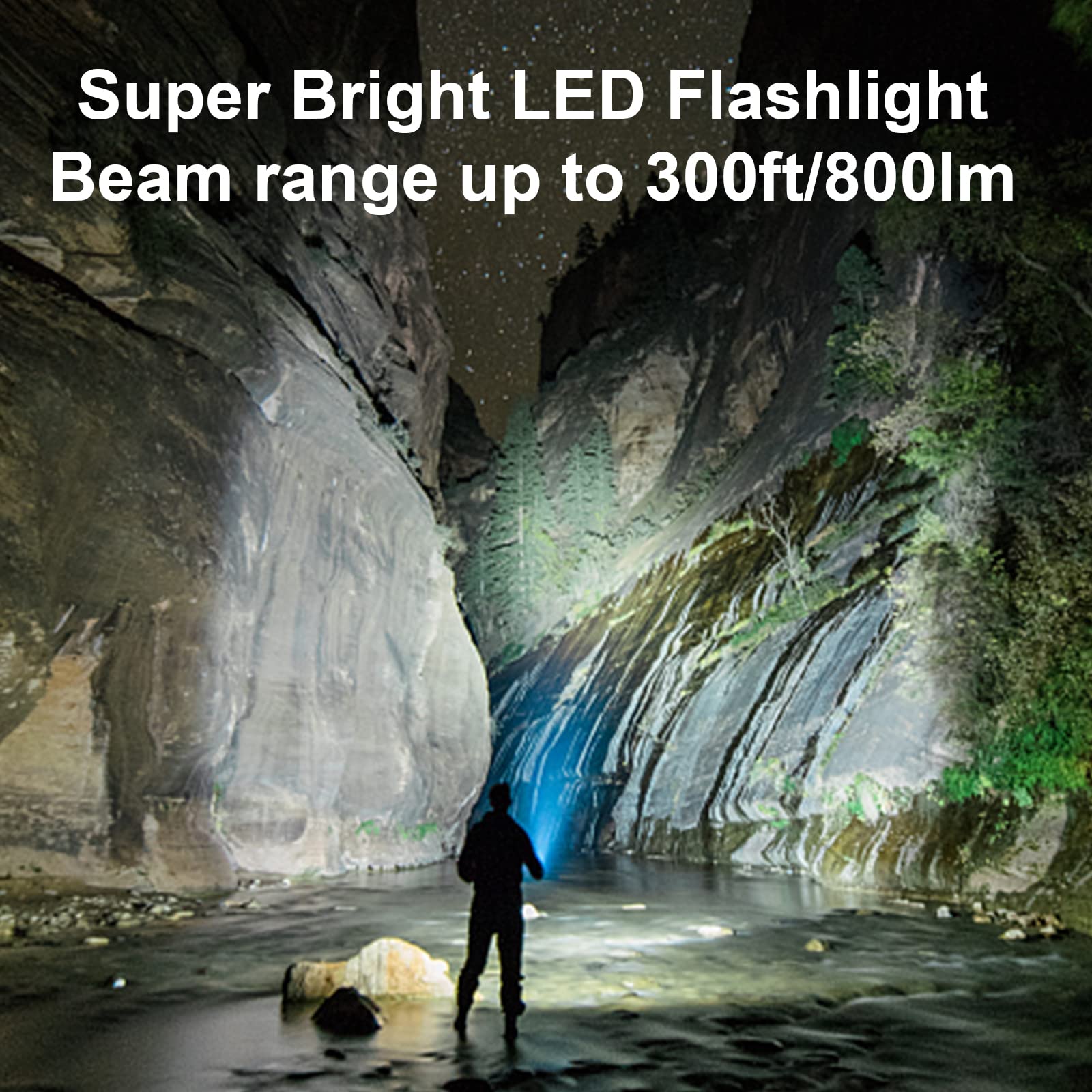 Mc-Elin Rechargeable Flashlight,Usb C High Lumens Zoomable Small Led Flashlight 4 Modes Plastic Lantern Torch With Side Light Carabineer Clip Portable Flash Lights For Camping Emergency Cycling