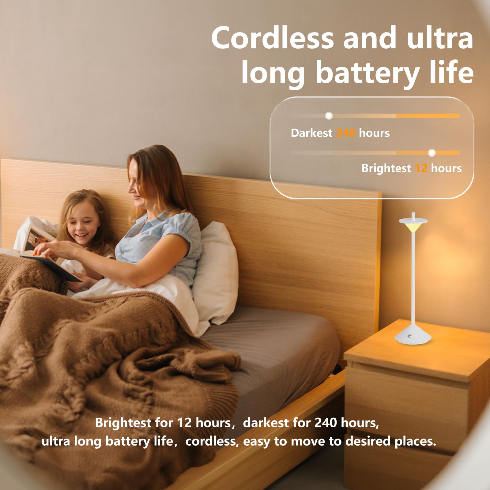 Biwuglimm Rechargeable Table Lamp - Small Battery Operated Bedside Lamp,Nightstand Lamps Night Light Dimmable Led For Bedroom Living Room Patio,Dining Room End Entryway Decor White