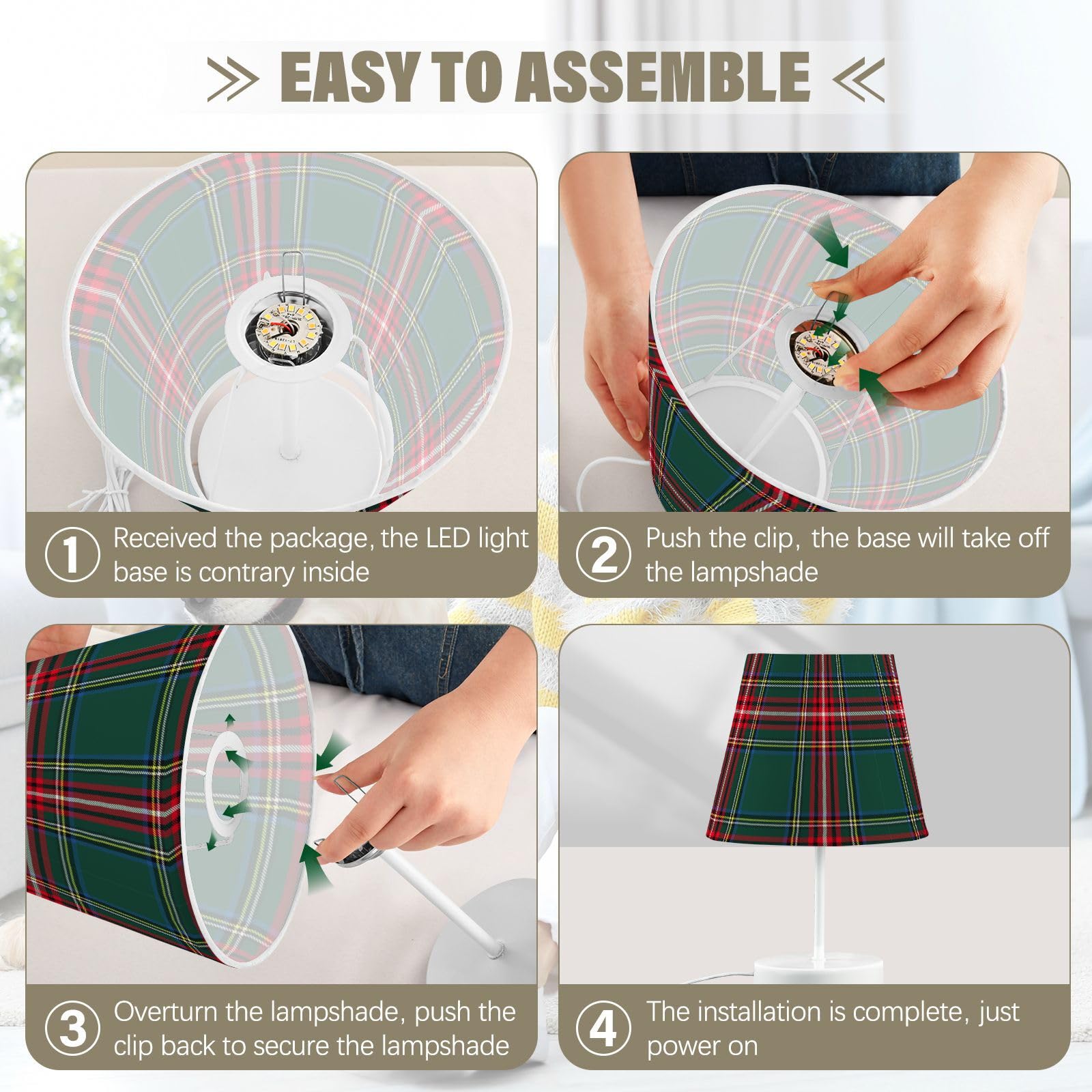 Kcldeci Plaid Tartan Check Lamps For Bedrooms Bedside Table Lamps Nightstand Lamps For Living Room Reading Bed Side End Table S