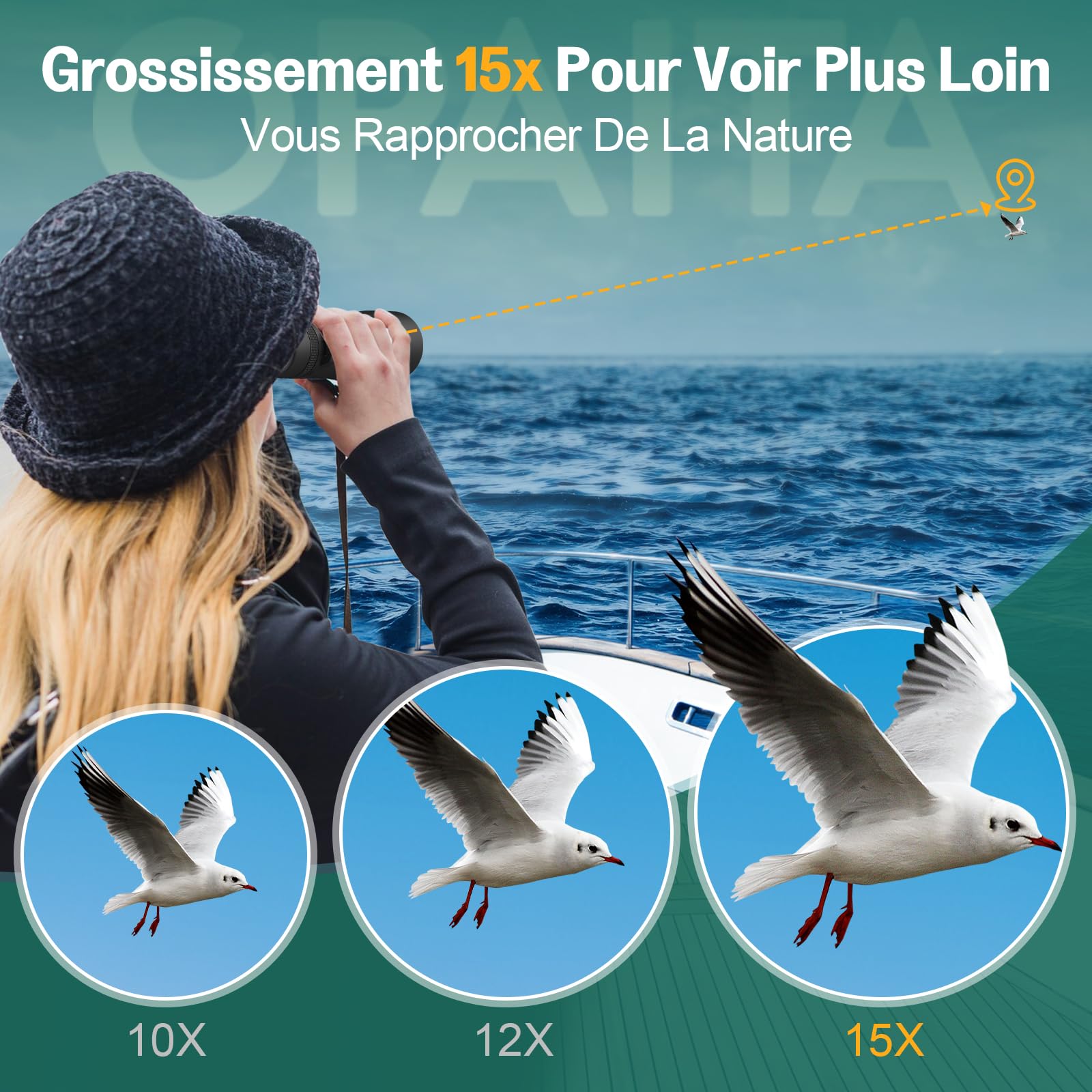 Opaita Bird Watching Binoculars For Adults 15X52 - Hunting Binoculars For Adults High Powered With Clear Low Light Vision For Hiking Travel Cruise Ship Sports