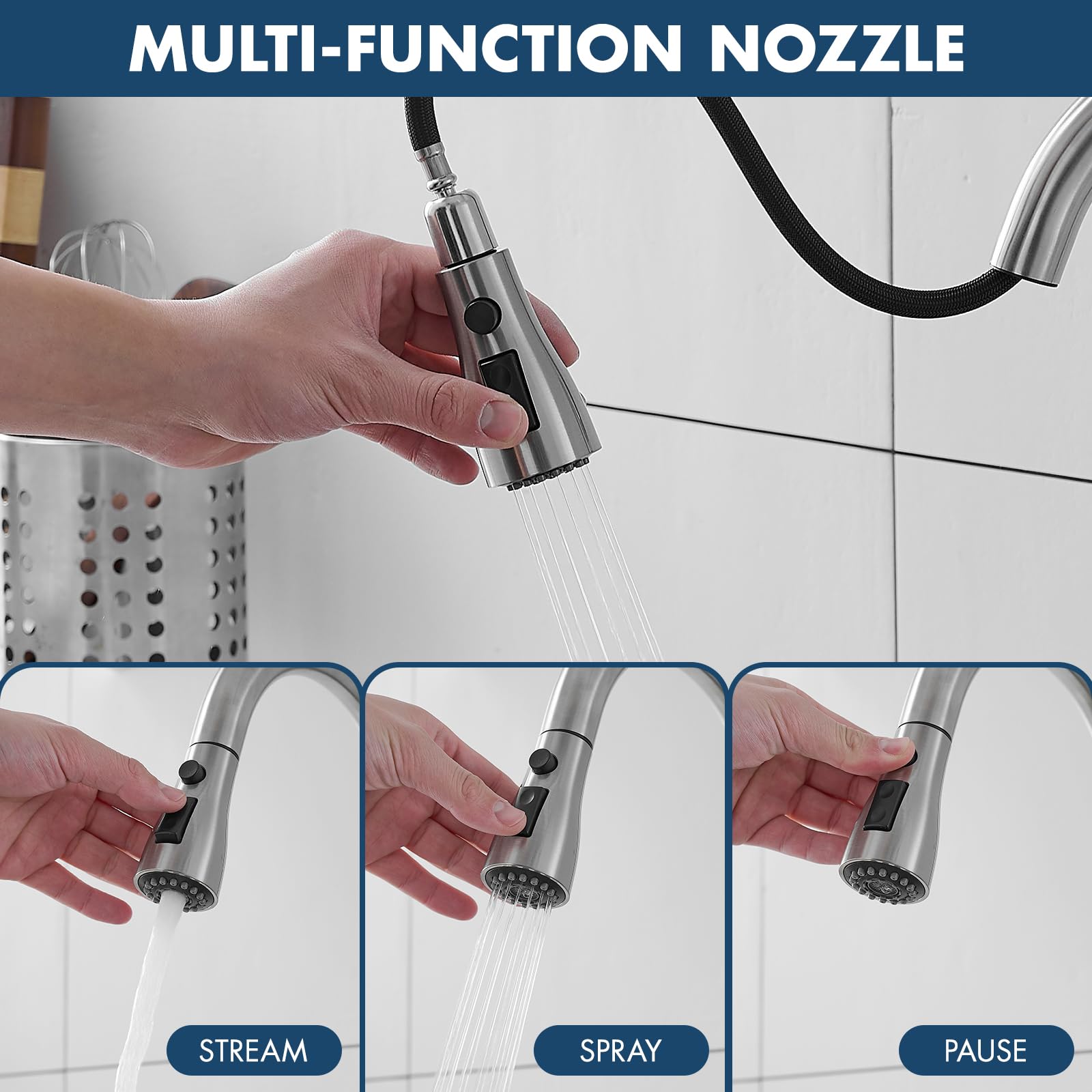 Gimili Touchless Kitchen Faucet With Pull Down Sprayer Motion Sensor Hands- Smart Activated Brushed Nickel Sink Faucets