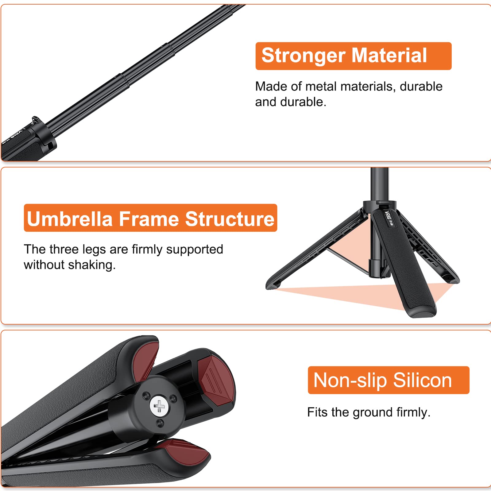Vrig Select Uurig 20.1" Mini Extendable Gopro Tripod,Portable Selfie Stick Tripod For Dji Osmo Action 5Pro/4/3,Gopro Max Hero 11 10 9 8 7 6 5 4 3 3+ 2 1 Session