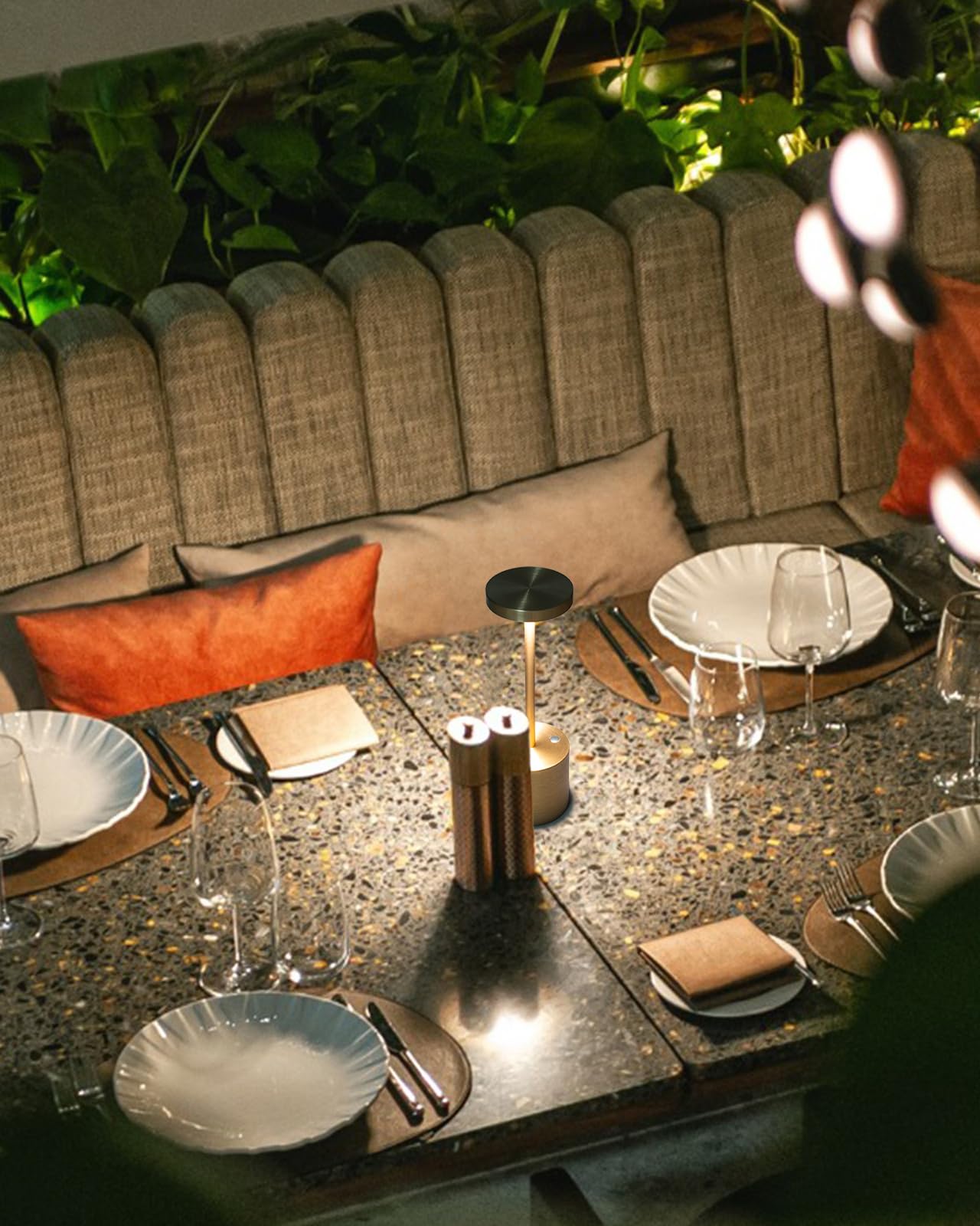 Barryca Cordless Table Lamp Rechargeable, Outdoor Portable Led Battery Operated, Ip54, Dimmable, For Restaurant Outside Dining Bar Patio Party Cocktail (2 Pack Bronze)