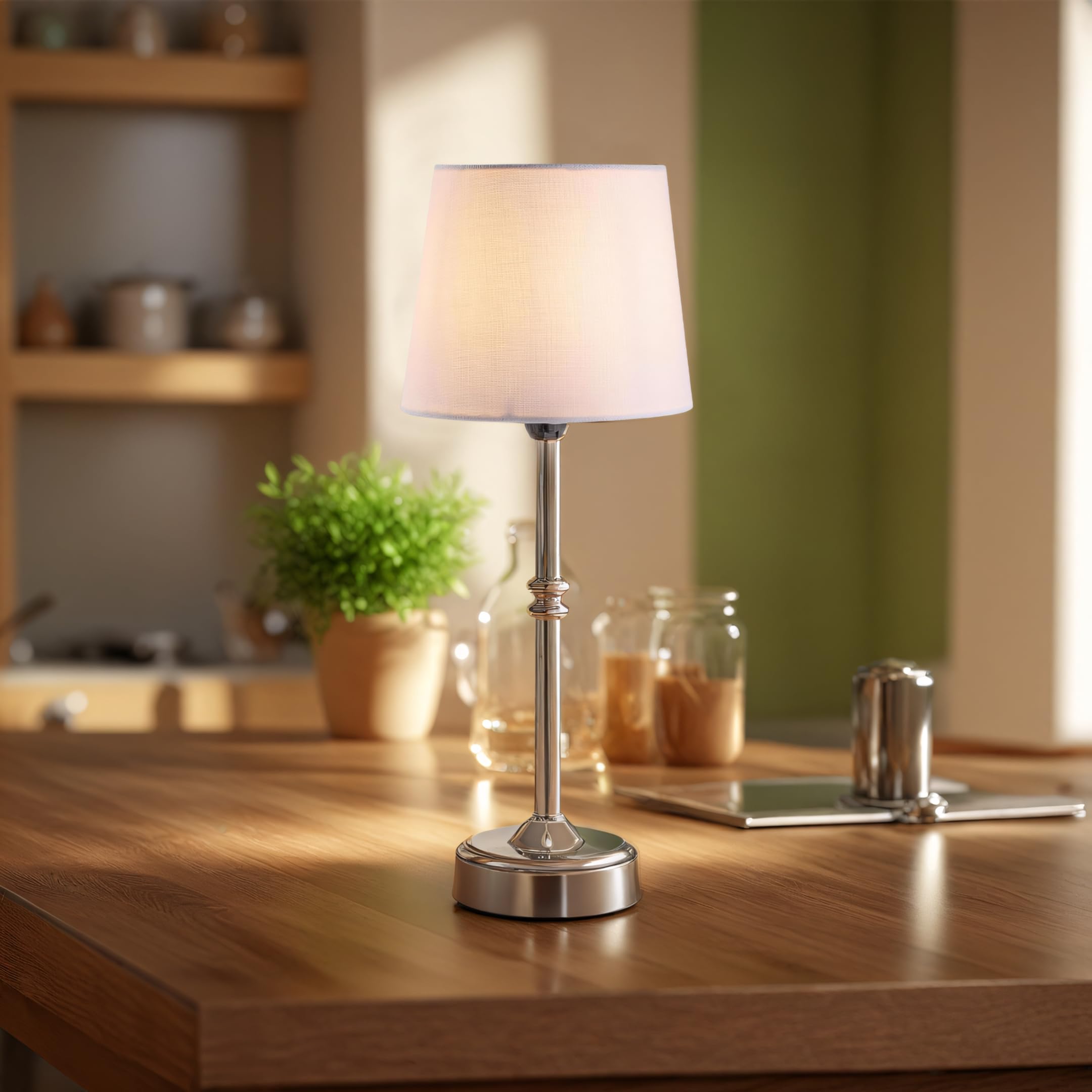 Pridola Wireless Table Lamp - Rechargeable Led Desk Lamp With Dimmer, 3 Brightness Levels, Swedish Design For Home, Led Light Bulb Included, For Office, Kitchen Or Bedroom (Silver)