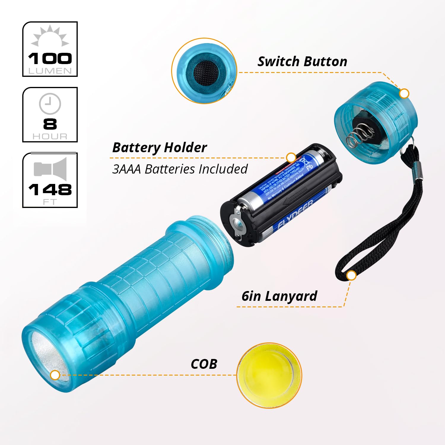 Kunhe 3 Pack Glow In Dark Flashlights Mini Flashlight For Kids,Bulk Flashlights With Batteries Included,For Teaching Kids Birthday Party Stocking Stuffers
