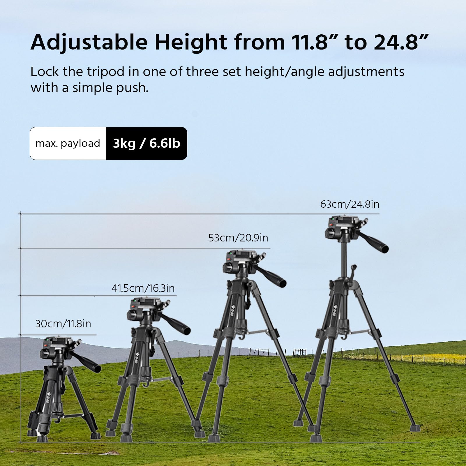 Rozoer Compact & Adjustable Mini Tripod With Adapter For Starlink Mini - Portable Aluminum Alloy Tripod With Abs Mount Adapter For Camping, Hiking, Travelling (Black 24.8In Tripod)