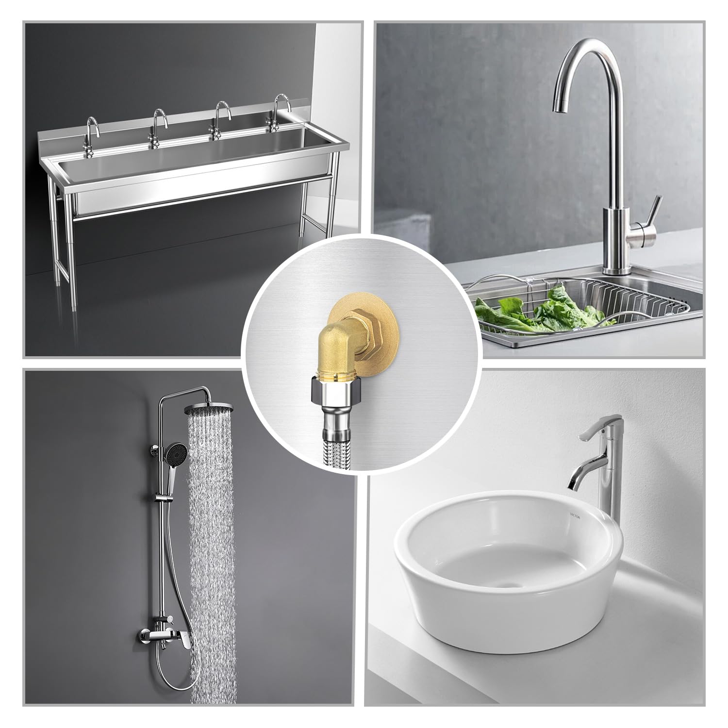 Worldwhere Wall Mount Commercial Faucet Installation Kit,Brass 2 Pack Backsplash Mount Set For Stainless Steel Commercial Kitchen Prep & Utility Sink, G1/2