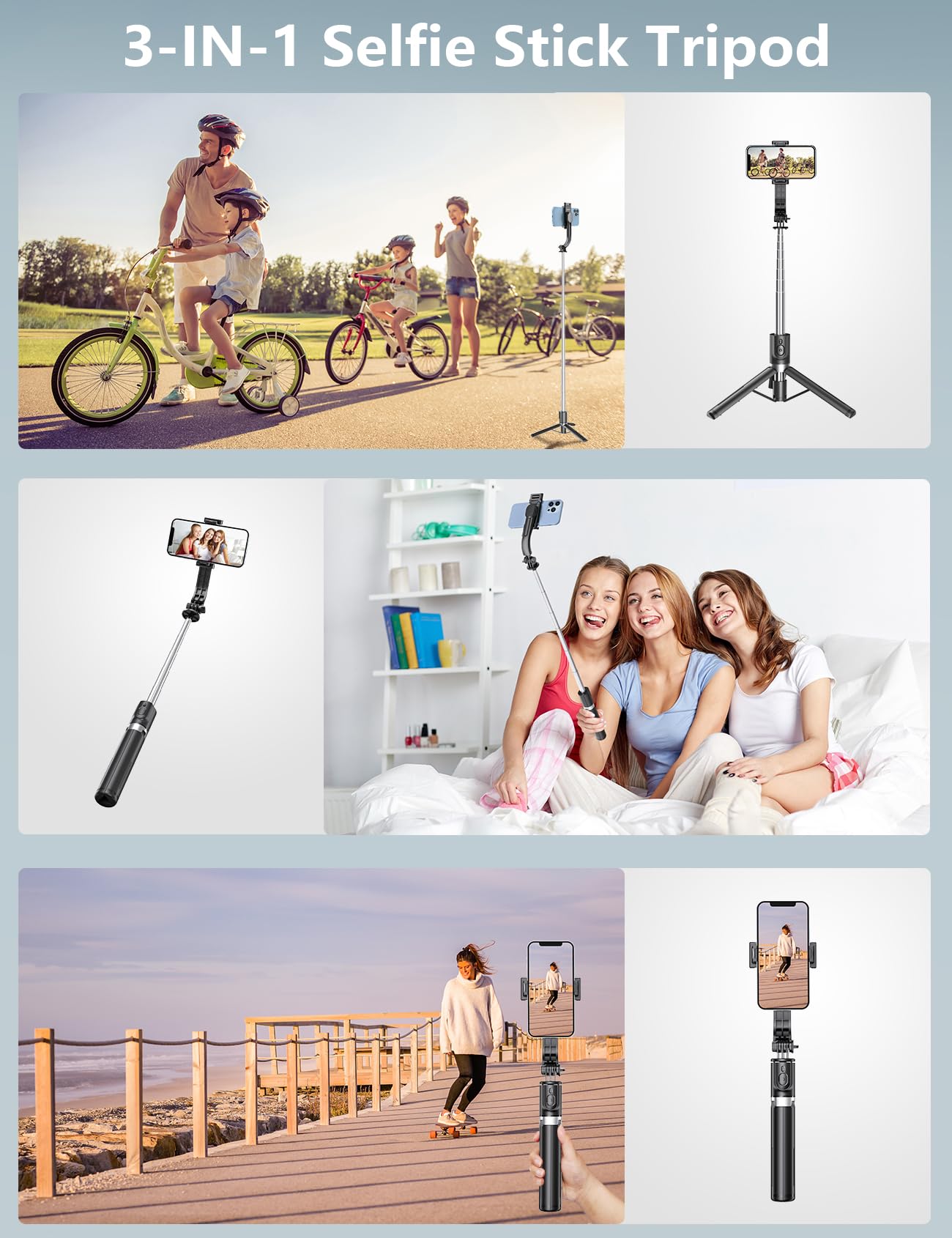 Pnitri Selfie Stick Tripod With Light, 45'' Selfie Stick With Wireless Remote, Portable Phone Tripod Compatible With Iphone 16/15 Pro Max/15/14 Pro/14/13, Samsung S22/ S23 Ultra/Android Smartphone