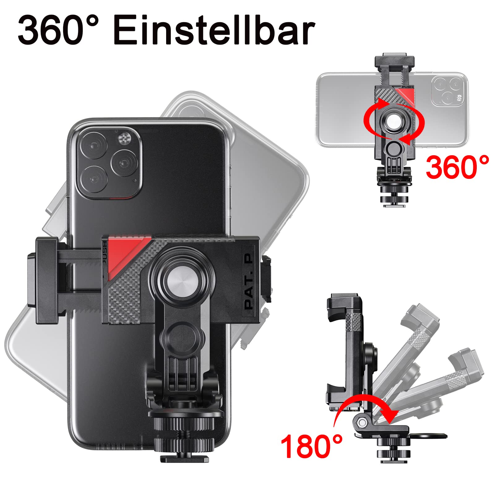 Zeetain Camera Hot Shoe Phone Holder, Phone Tripod Mount Adapter With Cold Shoe For Microphone Led Light Iphone Dslr Camera Photography Vlogging