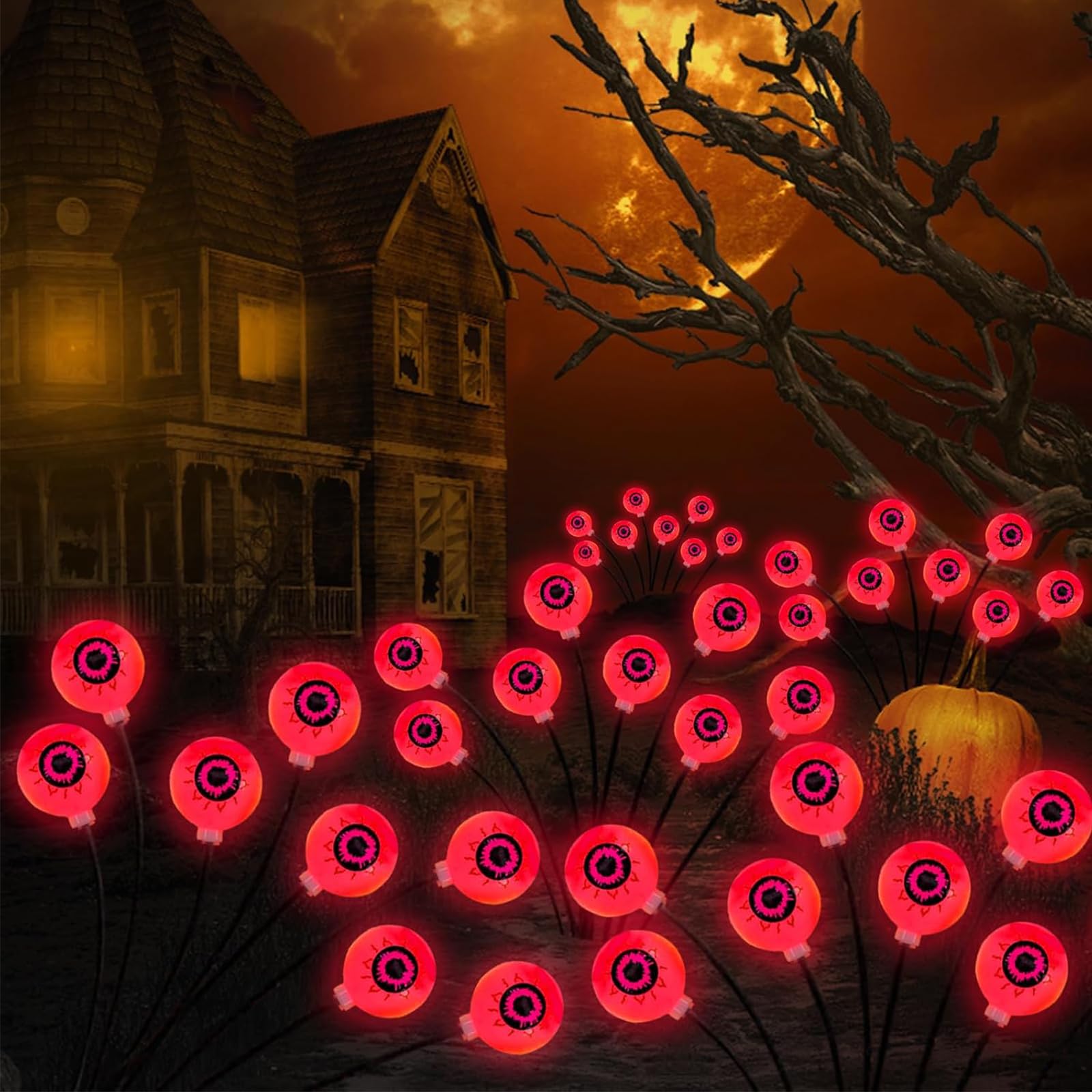 Uasnhu Halloween Decorations, 4 Pack Halloween Yard Decorations Solar Two Functions, Halloween Lights For Patio Garden Lawn Party Decorations