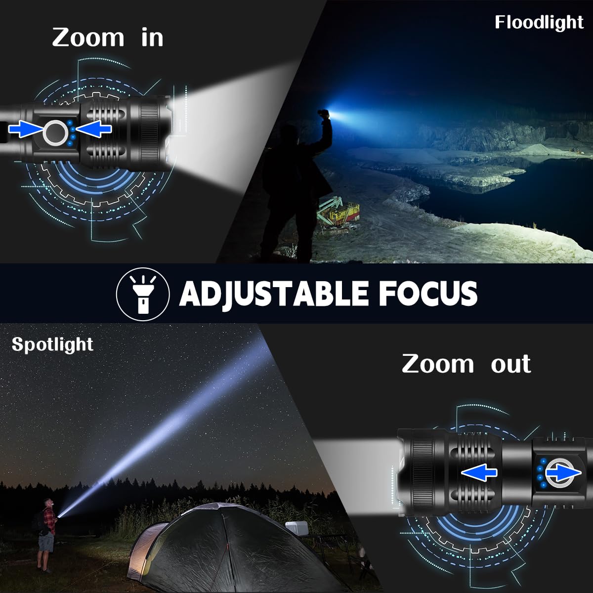 Staaricc 3Pack Rechargeable Flashlights High Lumens, 5Modes Led Flashlight Rechargeable, Super Bright Flashlight High Powered, Adjustable Utility Flashlight, Powerful Flash Light For Home Emergencies