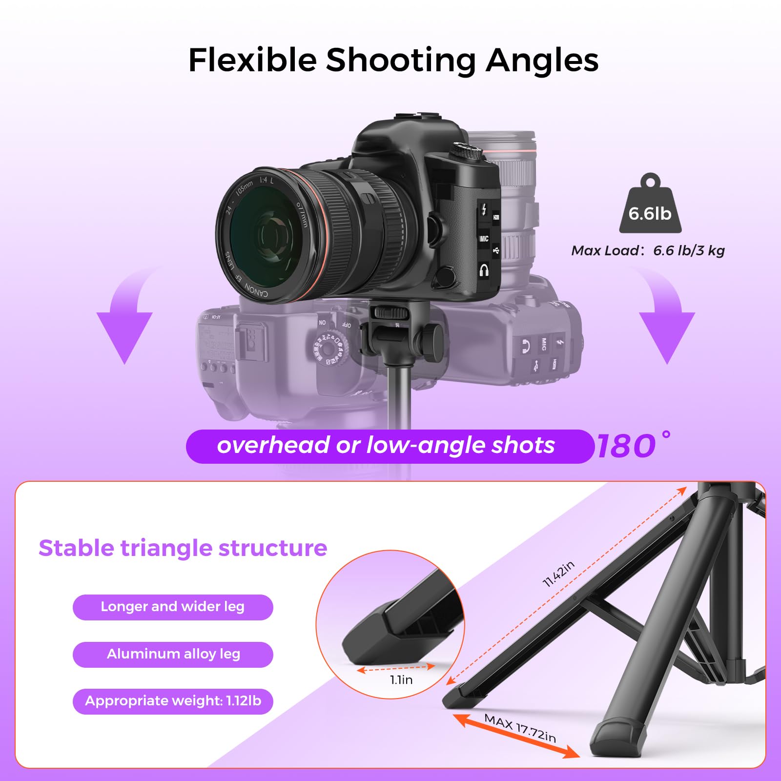 Nearstream Camera Tripod Stand With 1/4" Screw And Cold Shoe, Heavy Duty Tripod For Dslr Camera, For Video Recording/Livestreaming, Height 20 To 63 In (Aw-Czt-02)