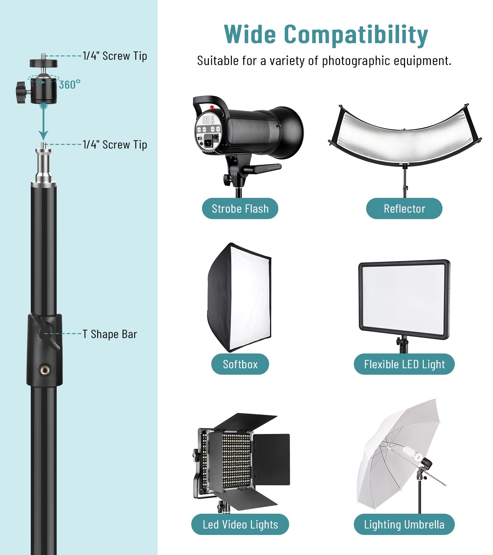 Sdfghj Photography Light Stand Heavy Duty Tripod, 9.2 Ft/110''/280Cm Aluminum Lighting Stand For Relfectors Photographic Portrait, Softbox, Umbrella, Strobe Light, Flash, Ring Light, With Carry Bag