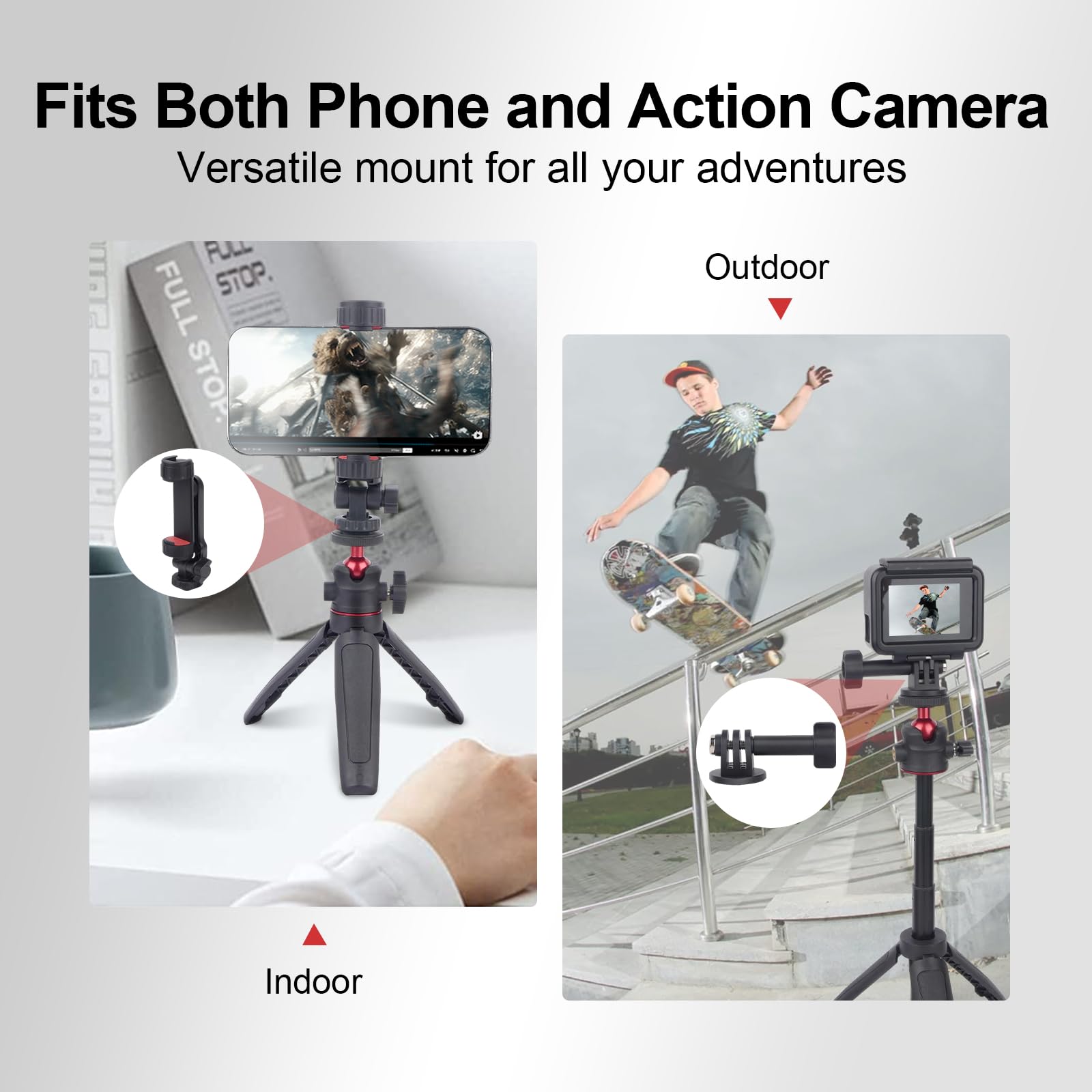 Mechrig Extendable Mini Tripod Selfie Stick Kits, Vlogging Tripod Camera Handheld With 360° Ball Head/Cold Shoe/3-Section Adjustment, Desktop Camera Stand For Phone/Dslr Action Cams (Sy028)
