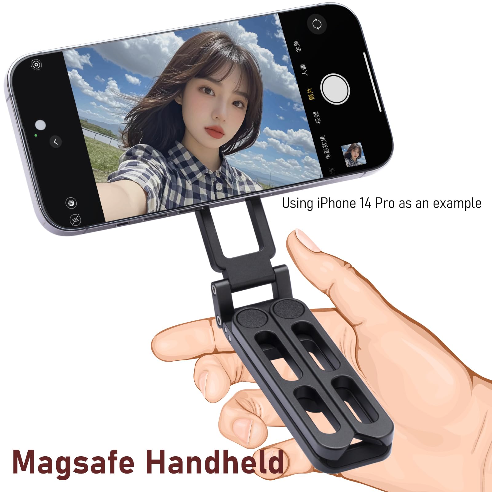 Zelnoox For Magsafe Pocket Tripod Stand – Universal Phone Tripod For Iphone 16/15/14/13/12 Series Adjustable Angle, 20 N52 Strong Magnets, Full Metal Build, Foldable & Mag Case Compatible