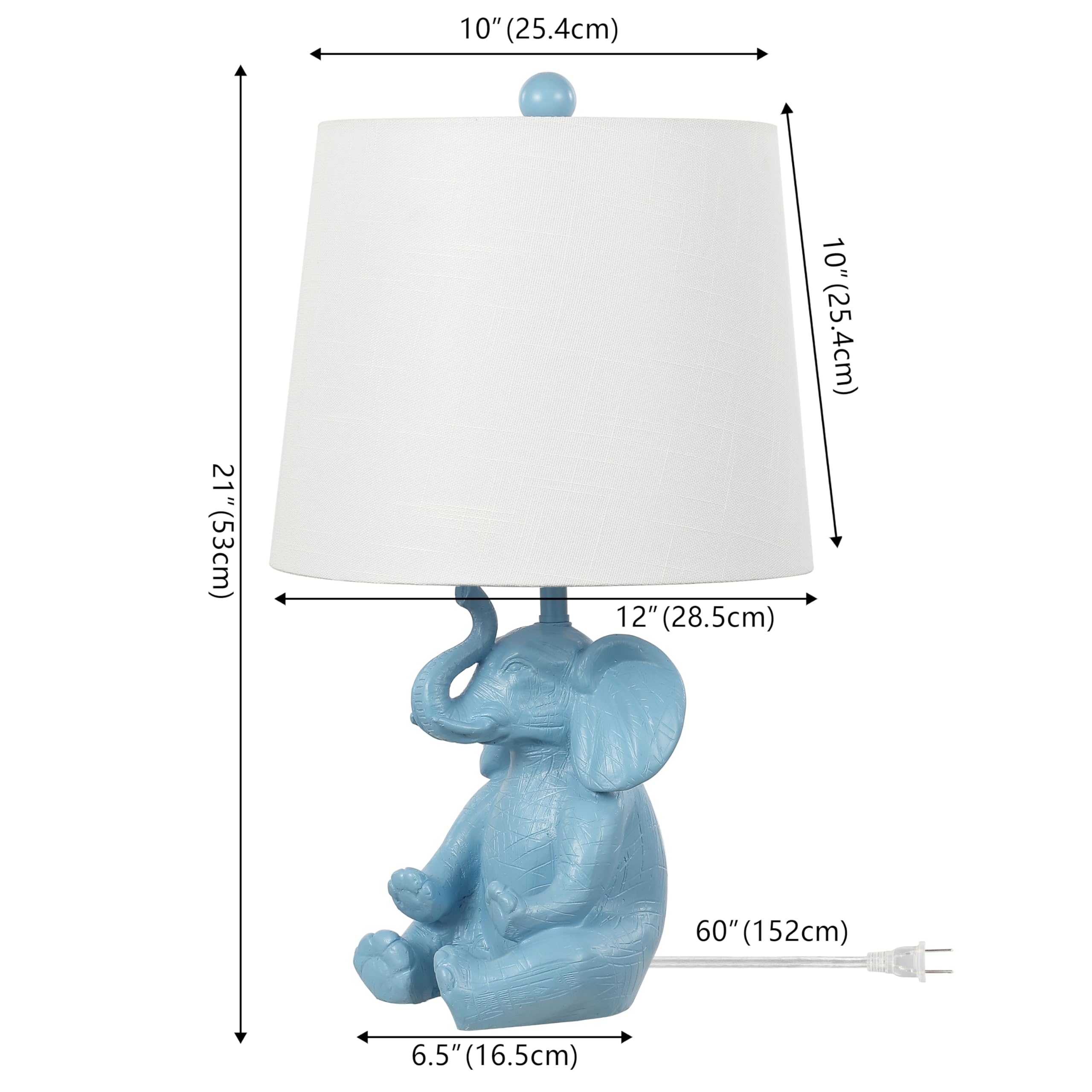 Jonathan Y Jyl4060C Kairi 21" Modern Shabby Chic Resin/Iron Happy Elephant Led Kids' Table Lamp With Phone Stand For Bedroom, Living Room, Office, Blue