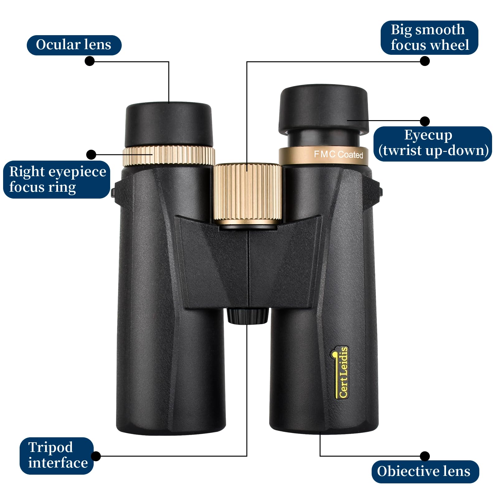 Cert Leidis 10X42 Hd Binoculars For Adults High Powered With Phone Adapter And Tripod, Super Bright Bak4 Prism Waterproof Compact Binoculars For Bird Watching Hunting Stargazing Hiking Cruise Travel
