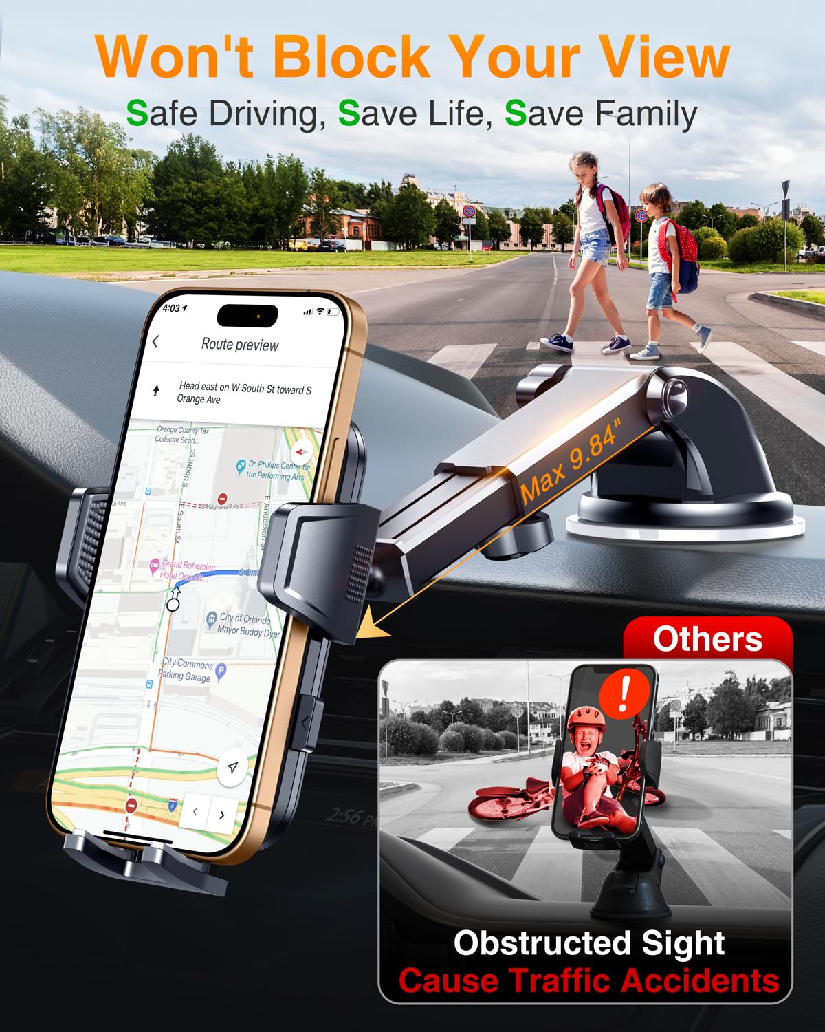 Vanmass   Car Phone Holder, [85+Lbs Strongest Suction] Patent Safety Cell Phone Mount Windshield Dashboard Vent Truck Accessories Stand Cradle For Iphone 16 Pro Max 15 14 13 Android