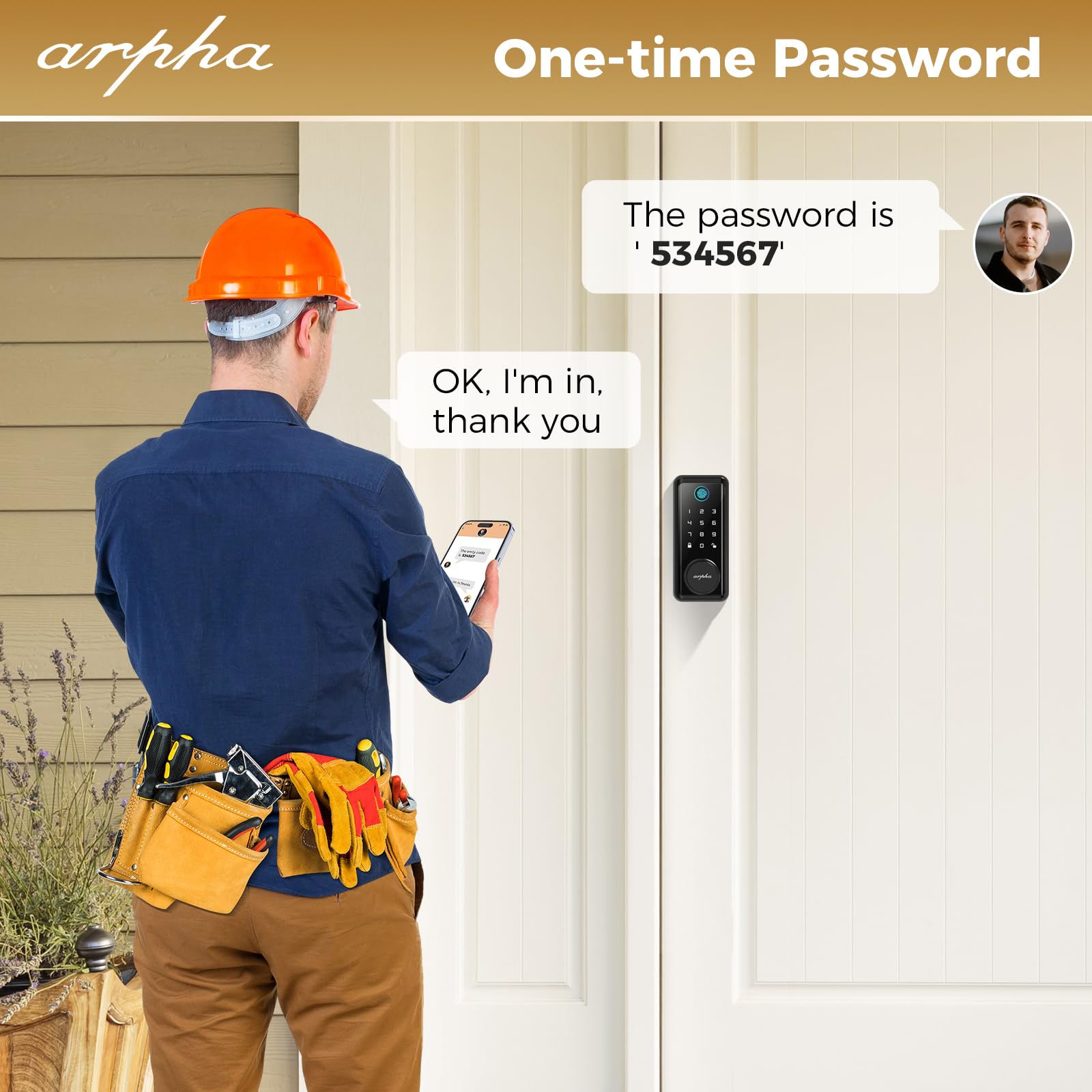 Arpha Fingerprint Keyless Entry Door Lock - 100 Code Electronic Keypad Deadbolt Lock - Smart Door Locks For Front Door - 16 Anti-Peeking Passwords App Remote Control - One Time Code - Zinc Alloy