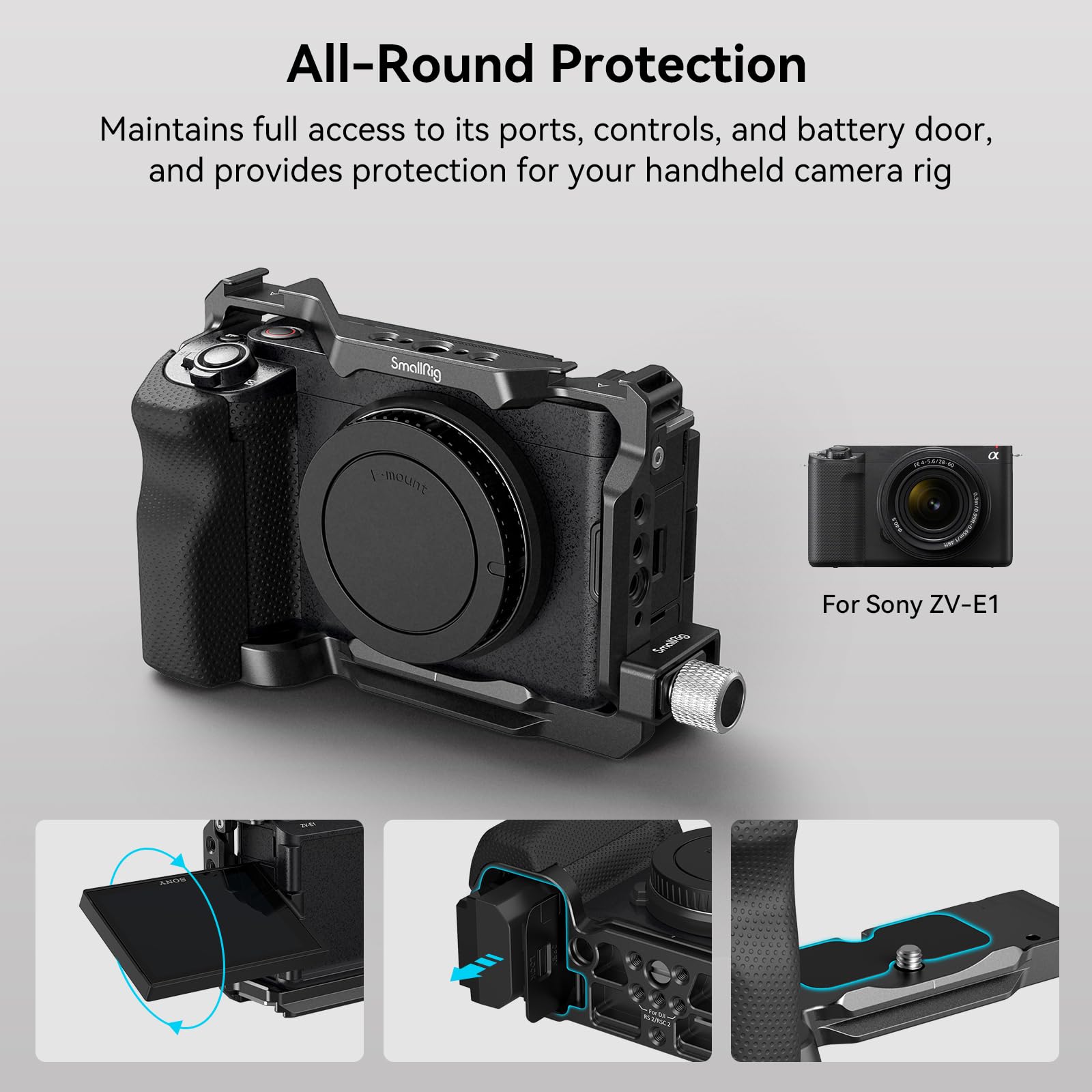 Smallrig Zv-E1 Cage Kit And Quick Release Top Handle With Quick Release Slider