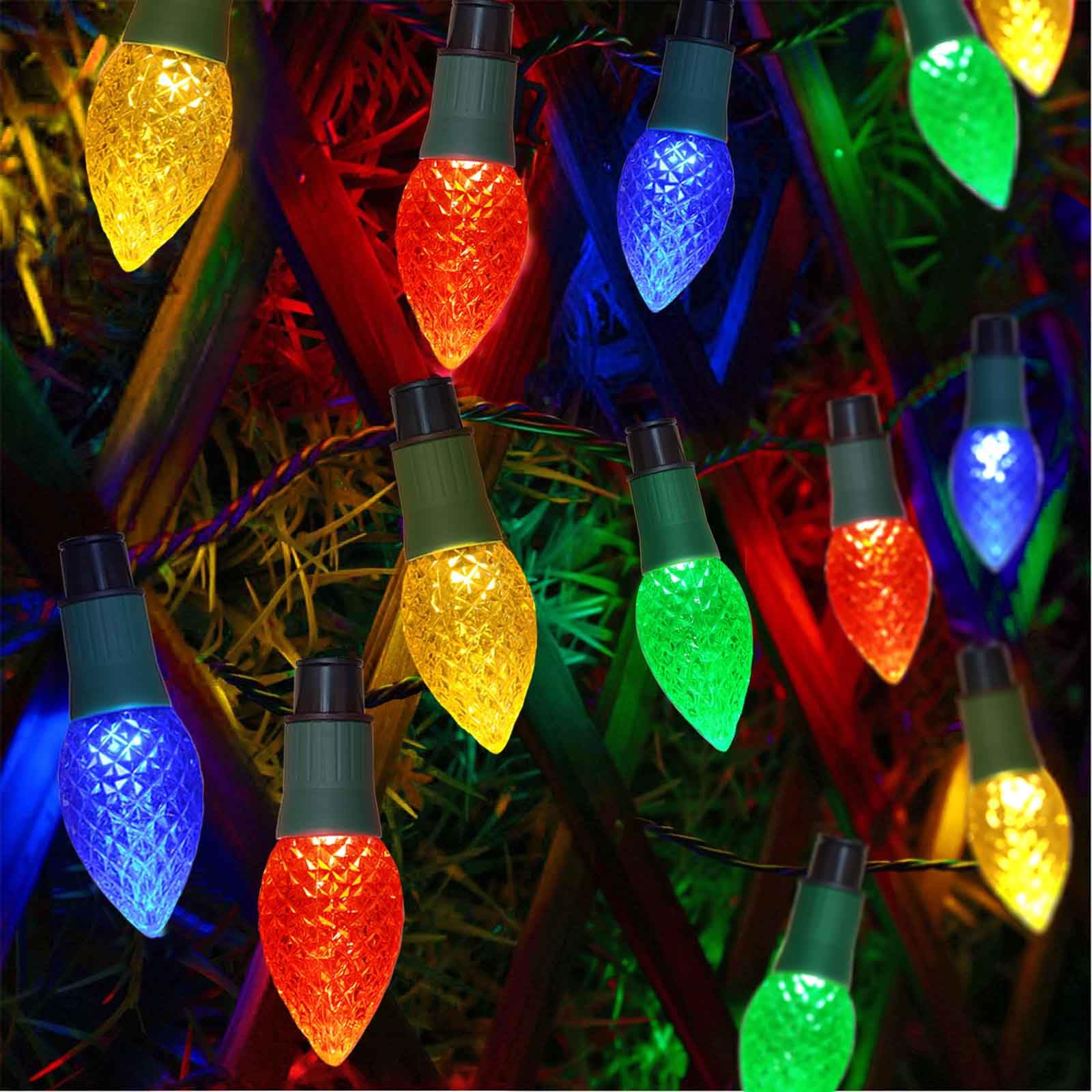 Homeleo 20 Led Solar C9 Christmas Lights Outdoor, 2-In-1 C9 Christmas Pathway Lights & String Lights For Outdoor Christmas Decorations Yard Front Porch Door Wreaths Window Tree Decor
