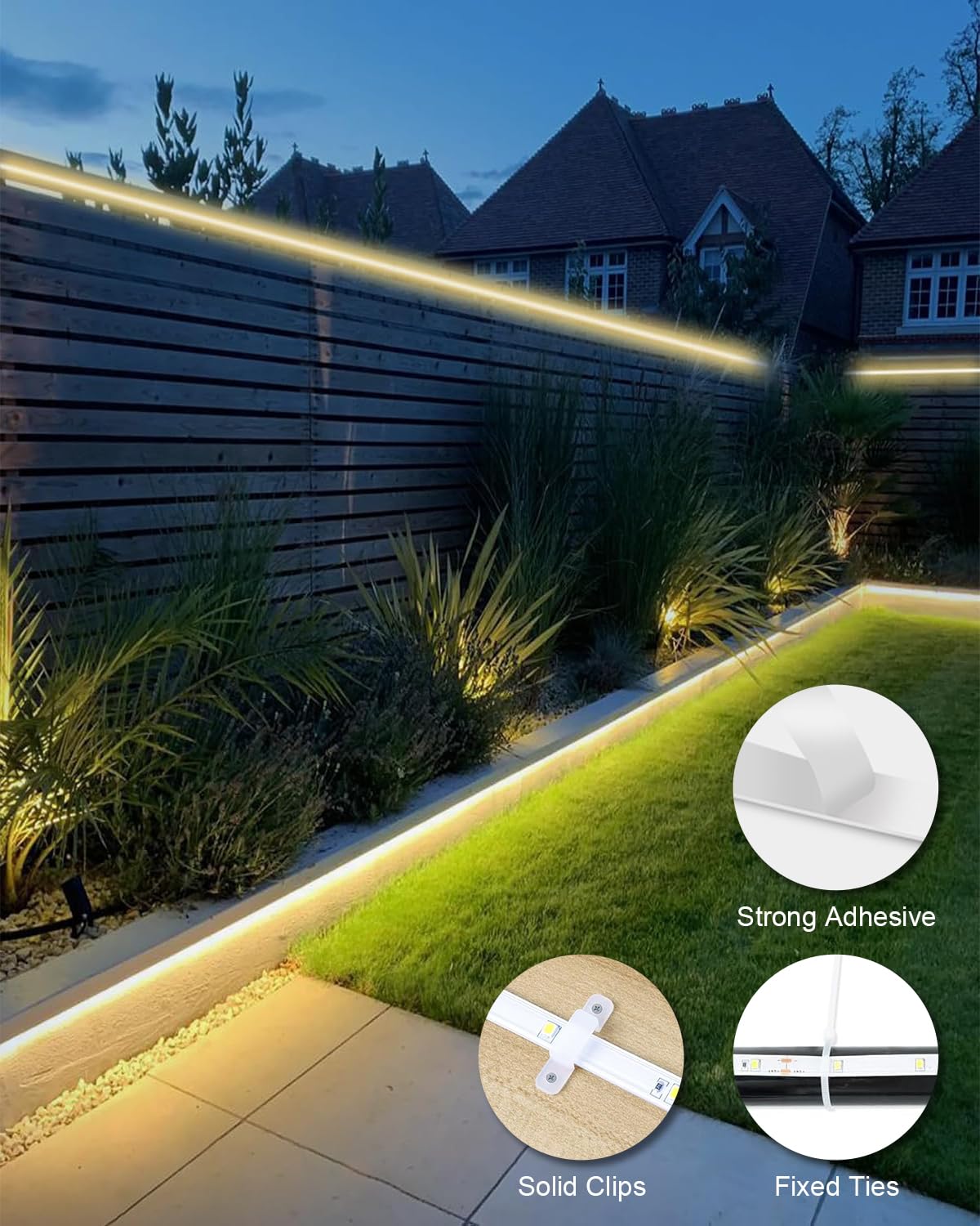 Meewata 40Ft Solar Led Strip Lights Outdoor, 8 Mode With Remote Timer And Auto On/Off, Self-Adhesive Waterproof, Great For Yard, Garden, Stair And Sidewalk Decor, Warm White