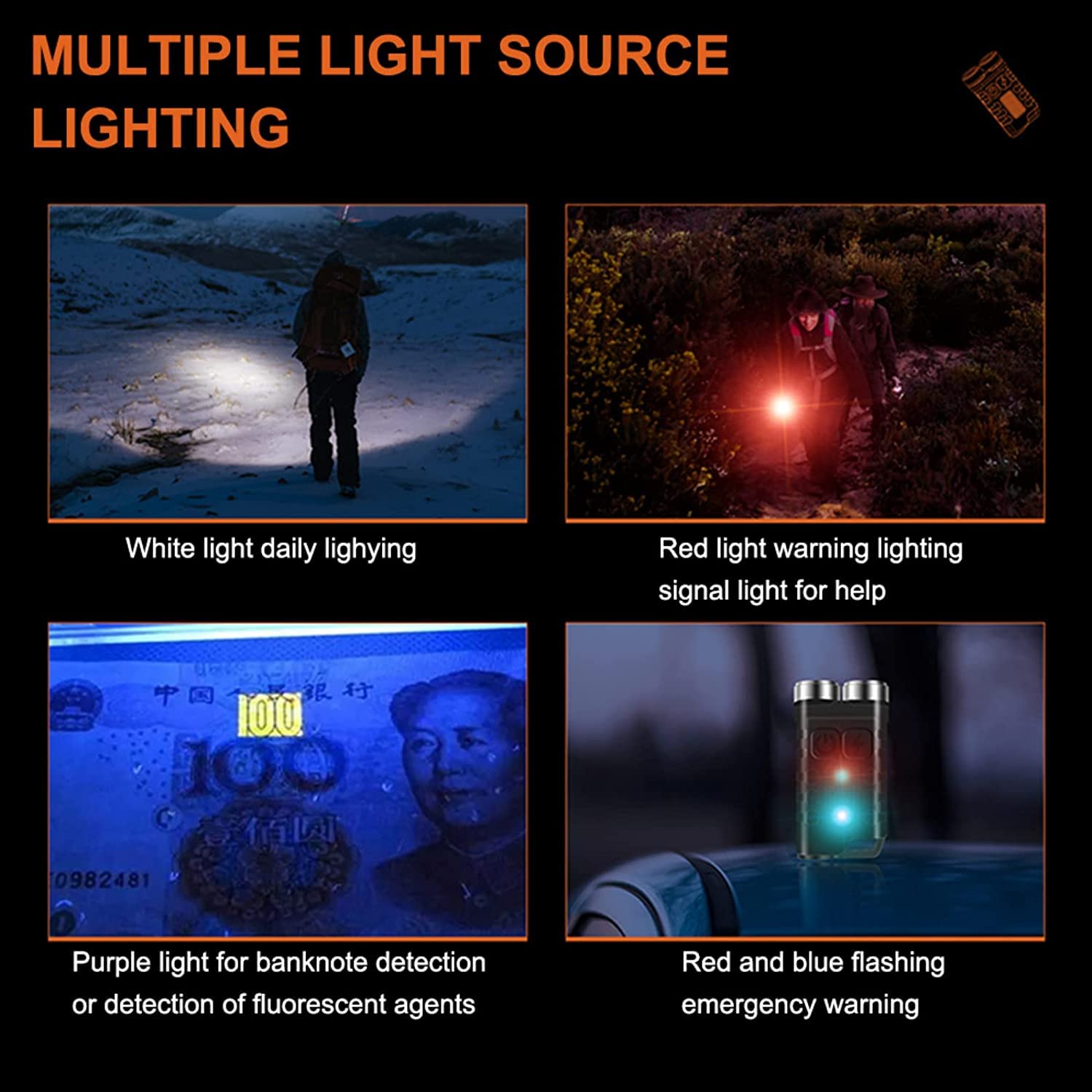 Nucwo Small Powerful Edc Flashlights With Red Uv Blue Light,Super Bright Usb Rechargeable Mini Pocket Led Keychain Flash Light With Magnet,10 Modeip65 Waterproof Torch For Outdoor Emergency Use