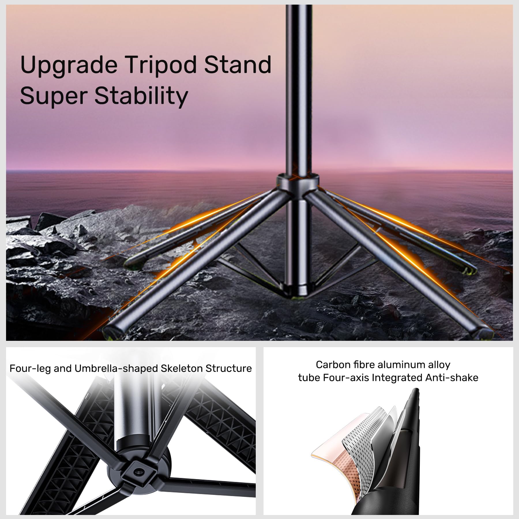 Hefrseyo Auto Face Tracking Selfie Stick Tripod For Iphone With Light,360 Rotation That Follows Your Movement,70" Phone Camera Tripod Stand With Remote For Content Creator Vlog Live Stream Video Recording