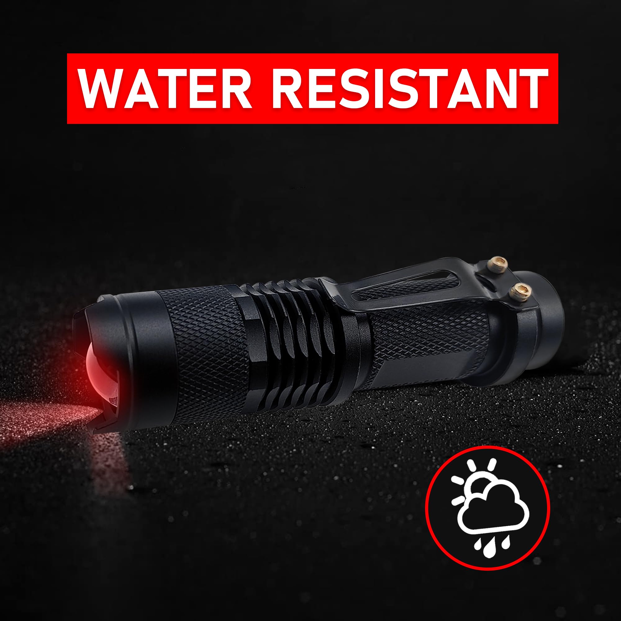 Naiveisland Red Light Flashlights, Single Mode Red Led Torch With Adjustable Focus For Astronomy, Aviation, Night Observation, And Outdoor Activities,3-Pack