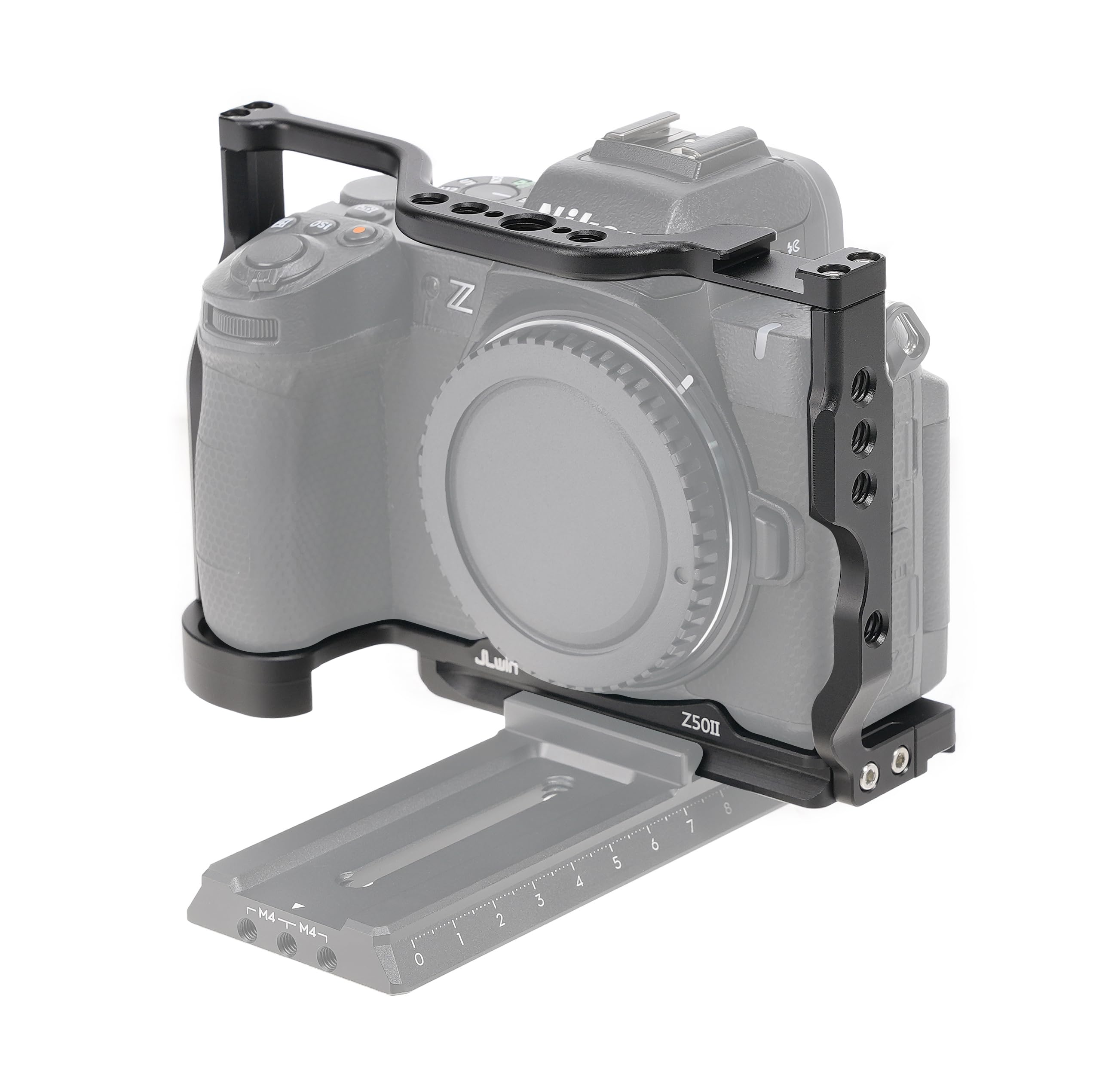 Hersmay Aluminum Z50 Ii Camera Cage Video Stabilizer For Nikon Z50 Ii Mirrorless Vlogging Camera Kit With Cold Shoe,Handle Locating Holes,Multiple 1/4" 3/8" Screw Holes