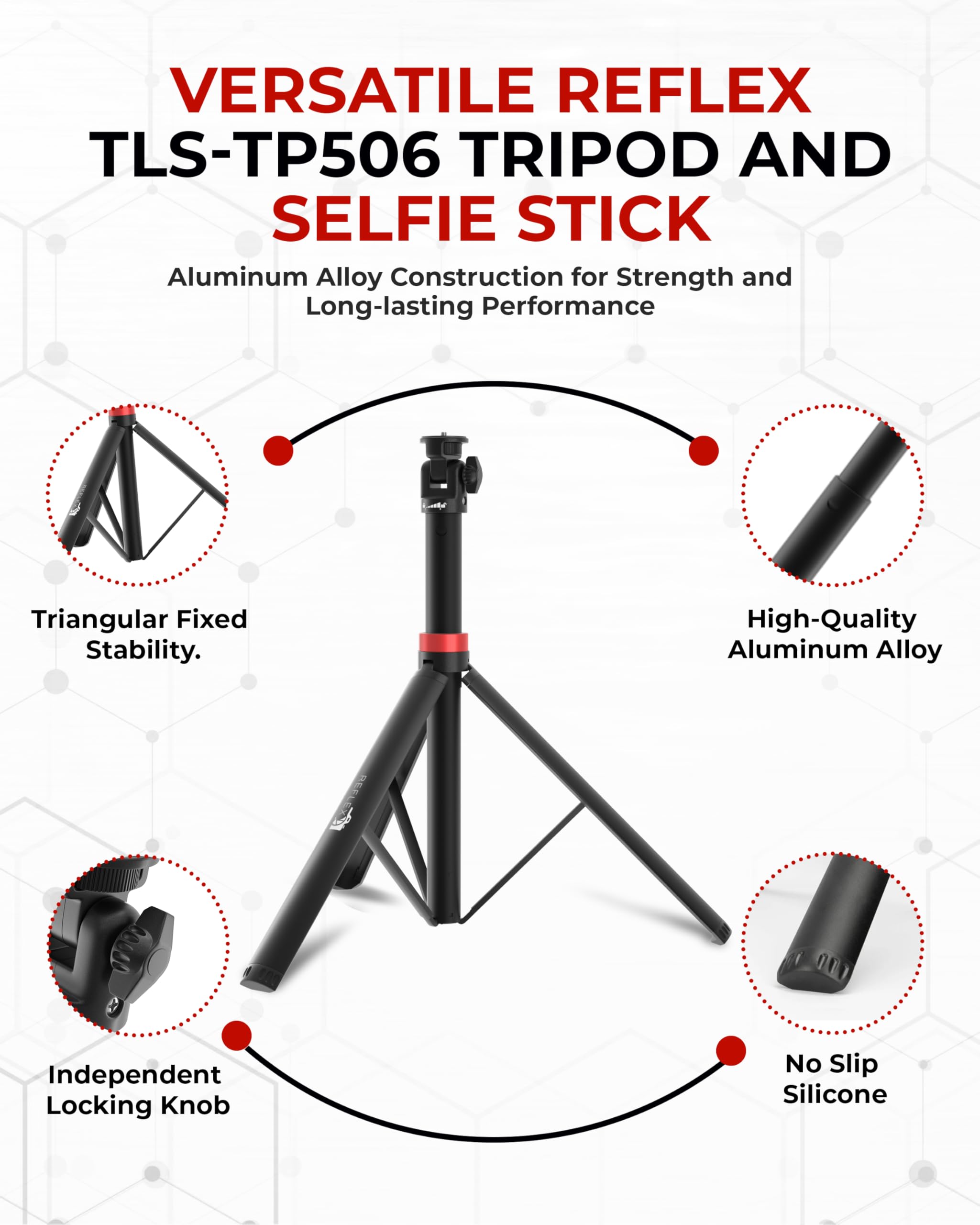 Reflex Camera 76" Extendable Aluminum Lightweight Tripod Stand Up To 190Cm In Height, Lightweight & Portable With 1/4" Screw Thread 180° Rotation, Compatible With Dslr Camera, Lights & Smartphones