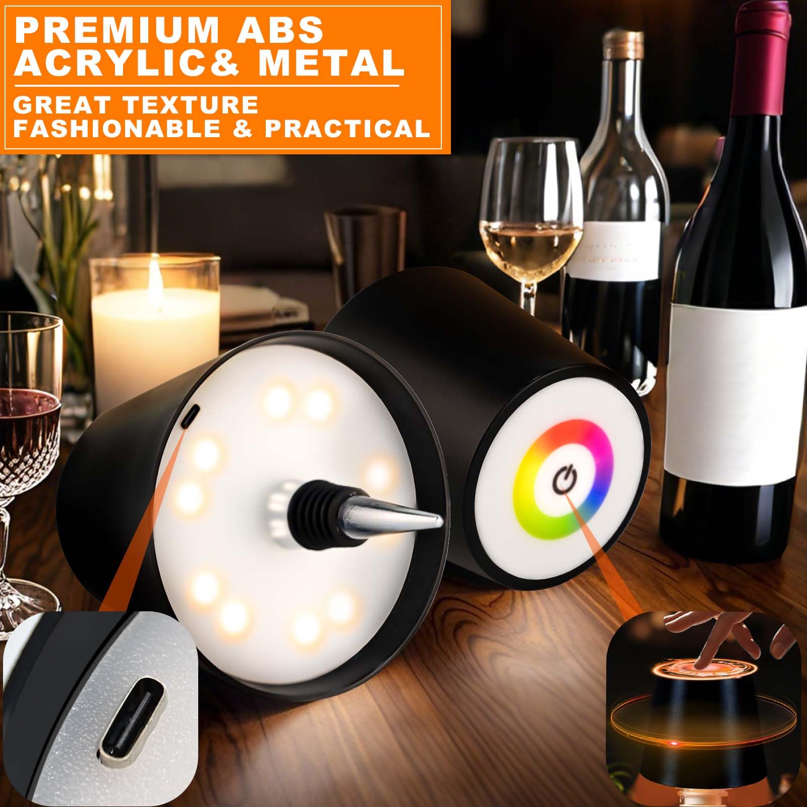 Vvlons Wireless Bottle Lamp, 5200Mah Rgb Wireless Wine Bottle Light With 4 Color Mode Stepless Dimmable Rechargeable Touch Led Wine Bottle Table Lamp Battery Operated Lamp For Bar Home Bedroom Dining