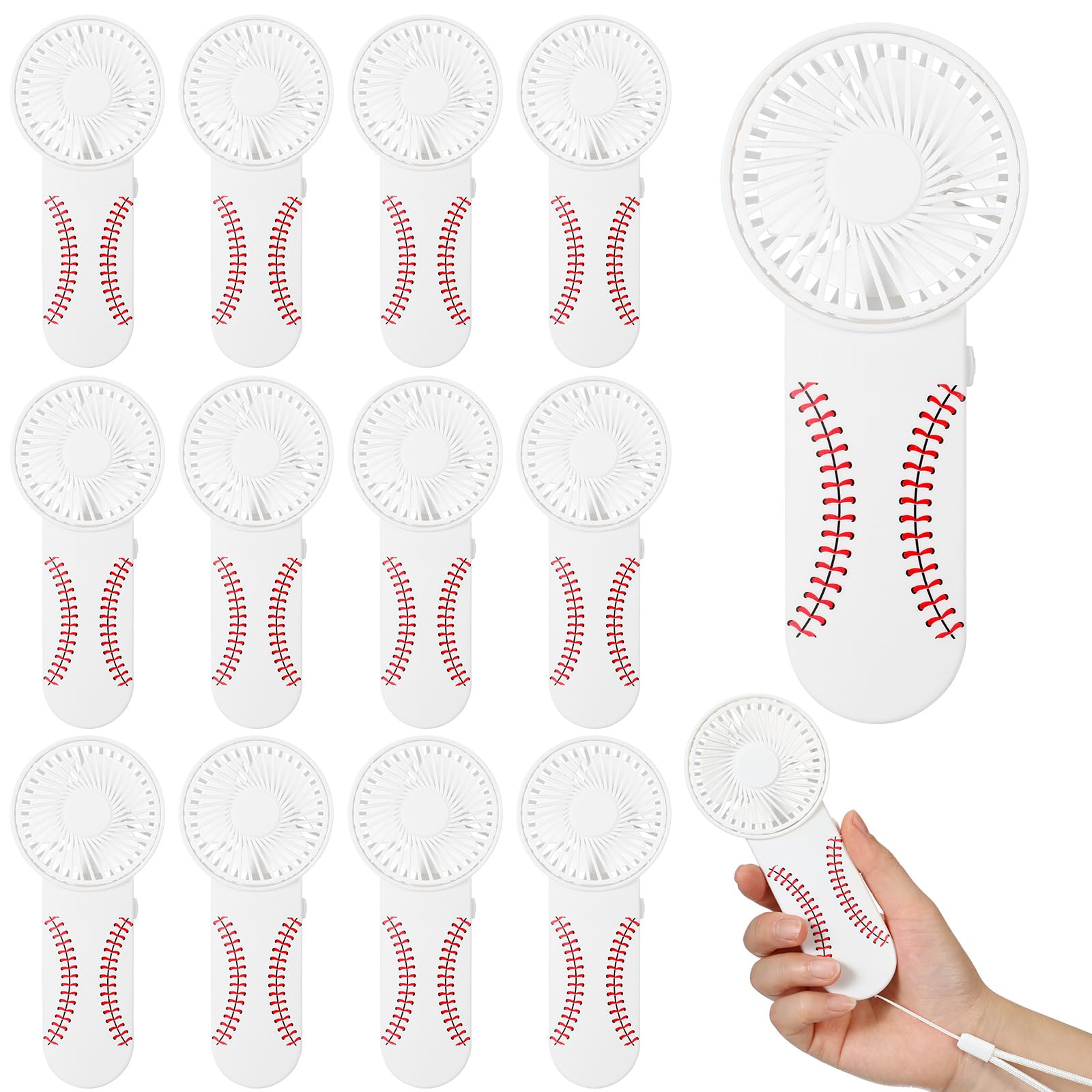 Honoson 12 Pcs Baseball Mini Portable Fan Bulk Small Personal Handheld Fan With Lanyard - Koospark